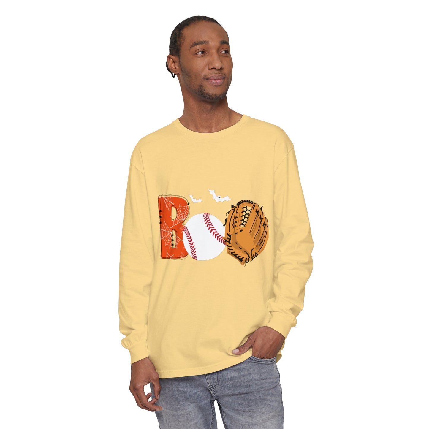 Boo Baseball Unisex Garment-dyed Long Sleeve T-Shirt