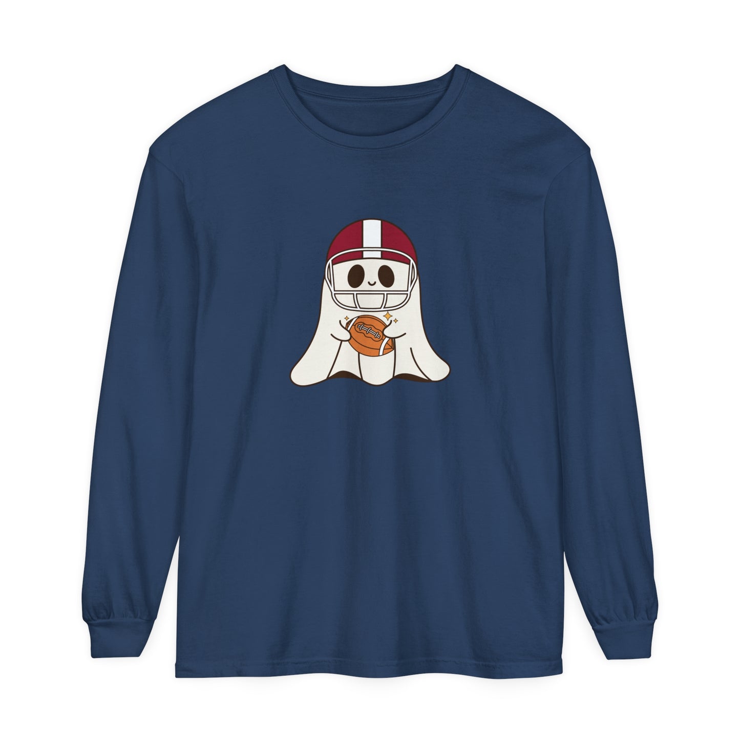 Football Ghost Unisex Garment-dyed Long Sleeve T-Shirt