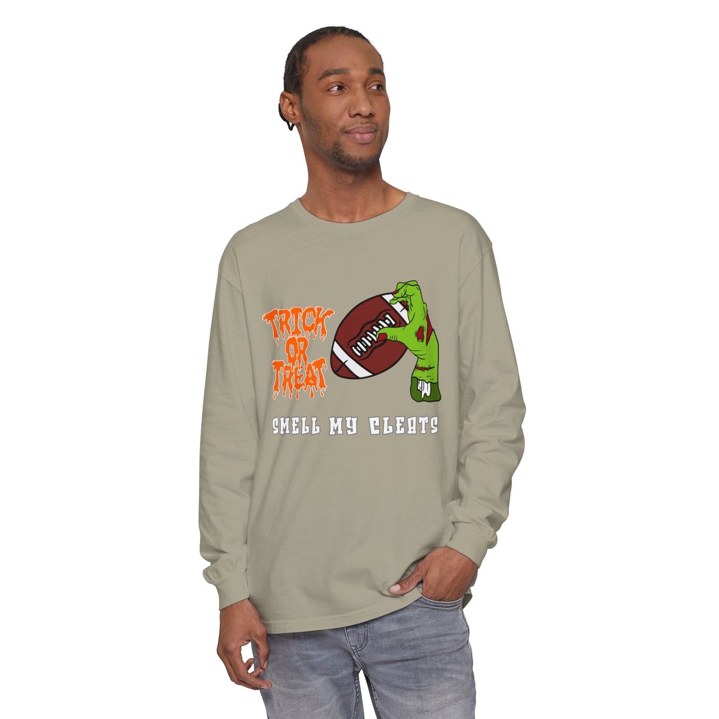 Trick or Treat Smell my Feet Unisex Garment-dyed Long Sleeve T-Shirt