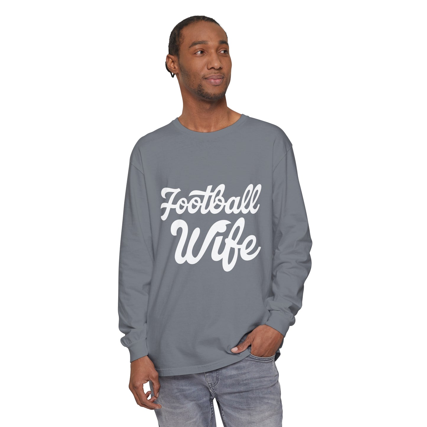 Football Wife White Unisex Garment-dyed Long Sleeve T-Shirt