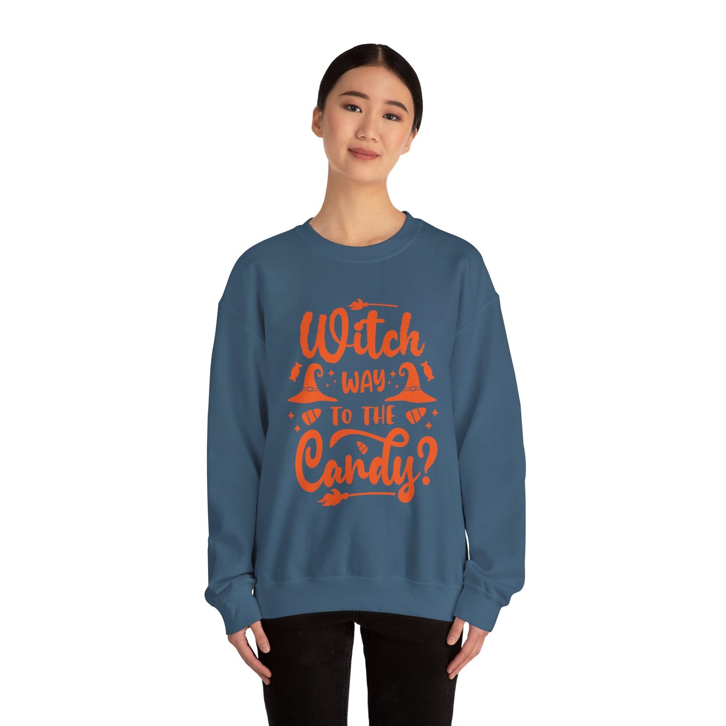 Witch way to the Candy Unisex Heavy Blend™ Crewneck Sweatshirt