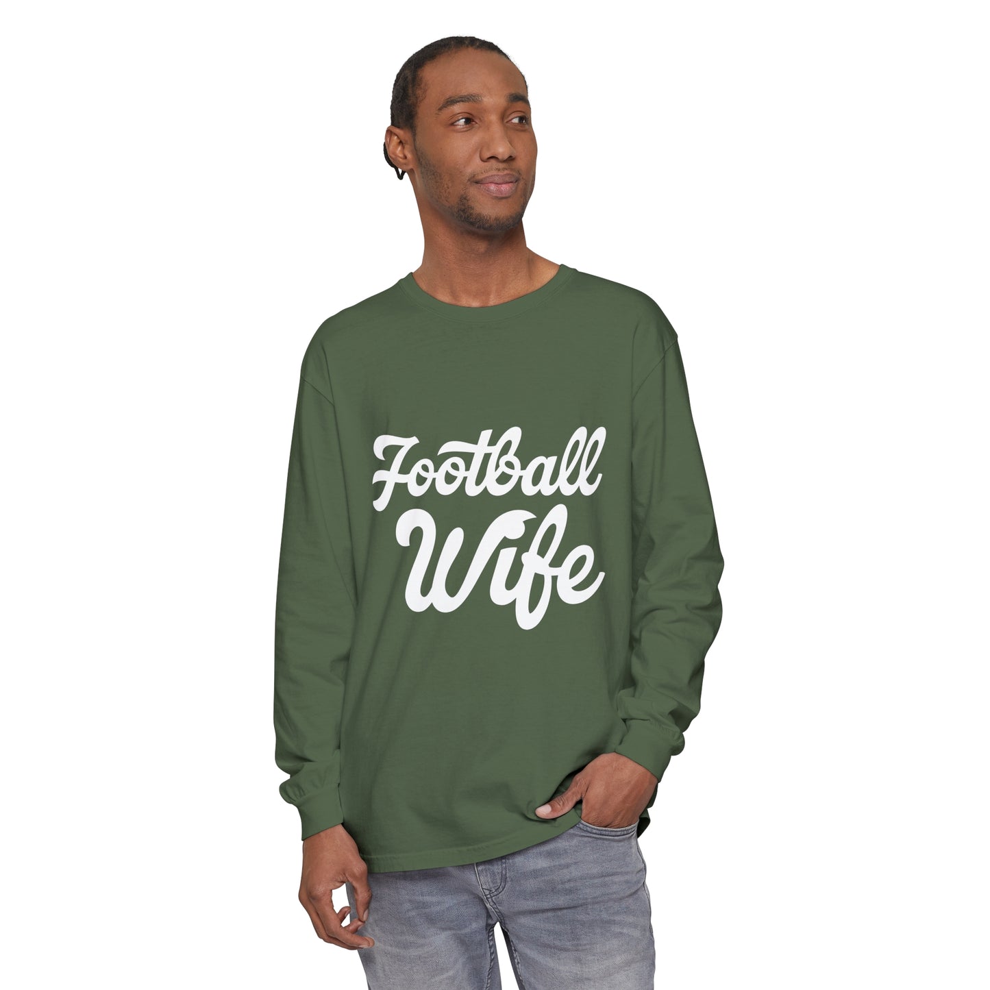 Football Wife White Unisex Garment-dyed Long Sleeve T-Shirt