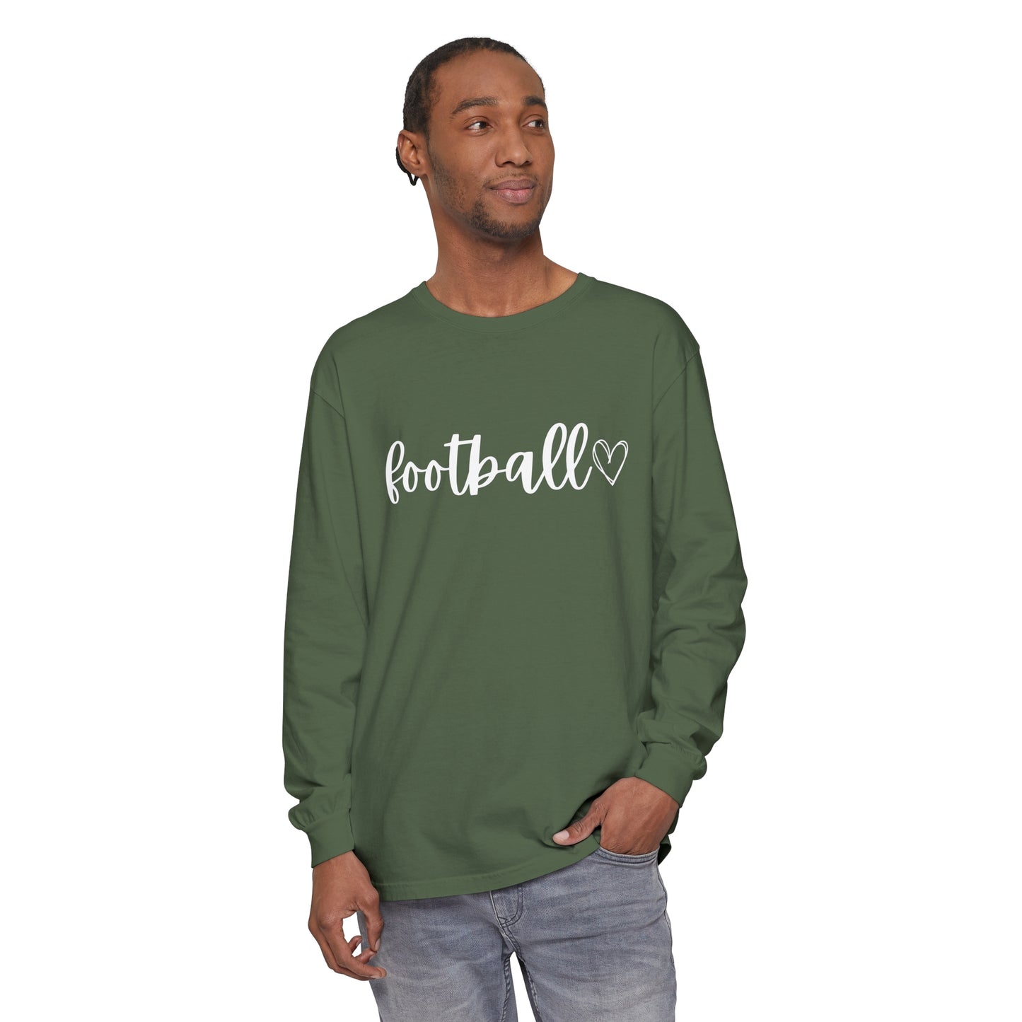 Football heart Unisex Garment-dyed Long Sleeve T-Shirt