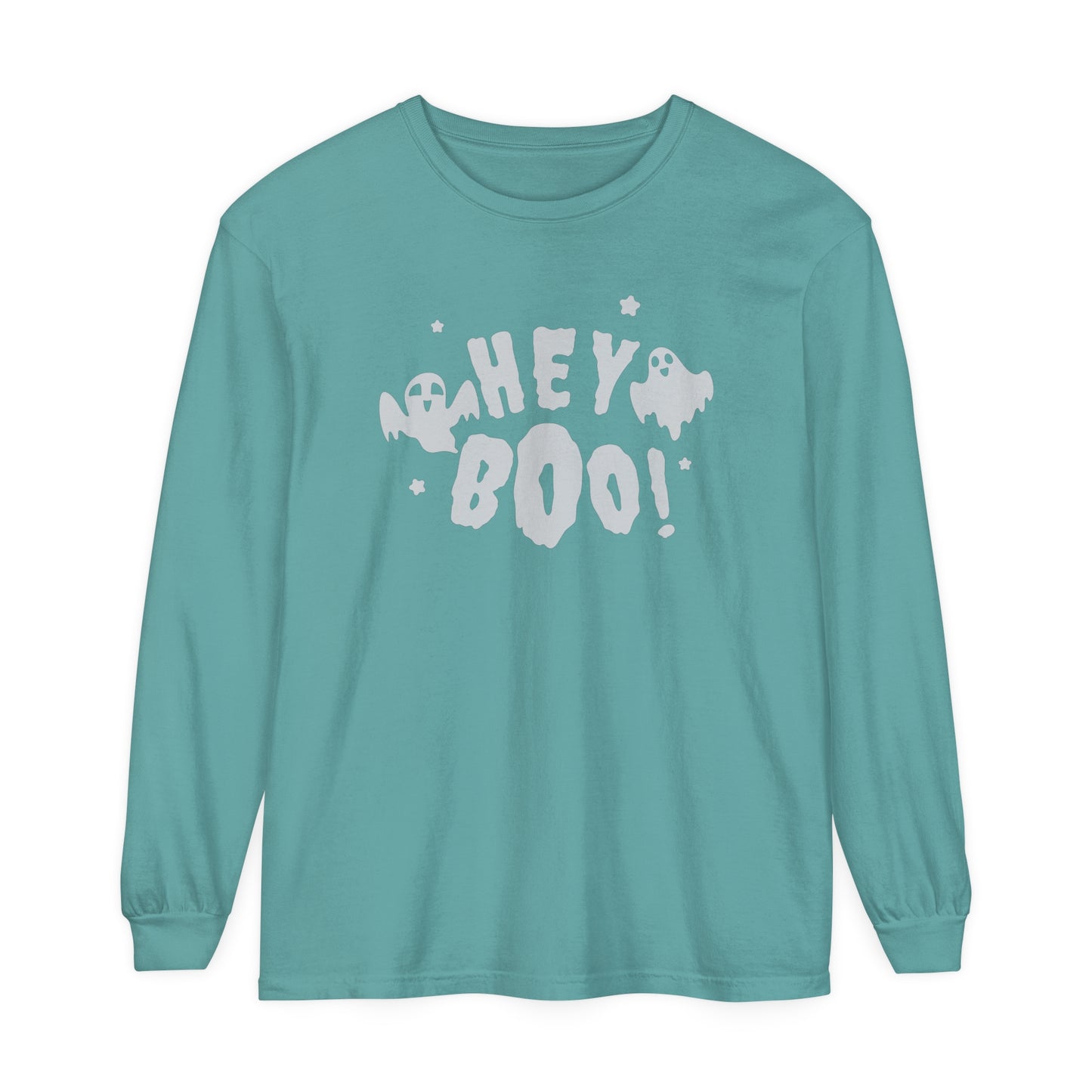 Hey Boo Unisex Garment-dyed Long Sleeve T-Shirt