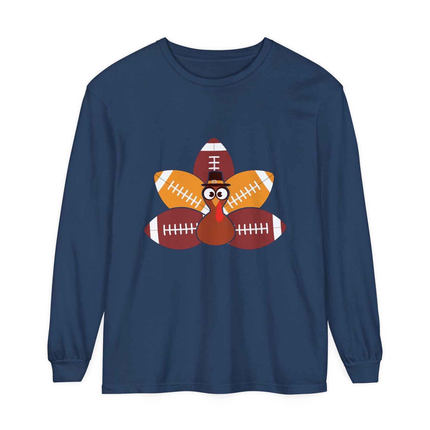 Turkey Football Tail Unisex Garment-dyed Long Sleeve T-Shirt