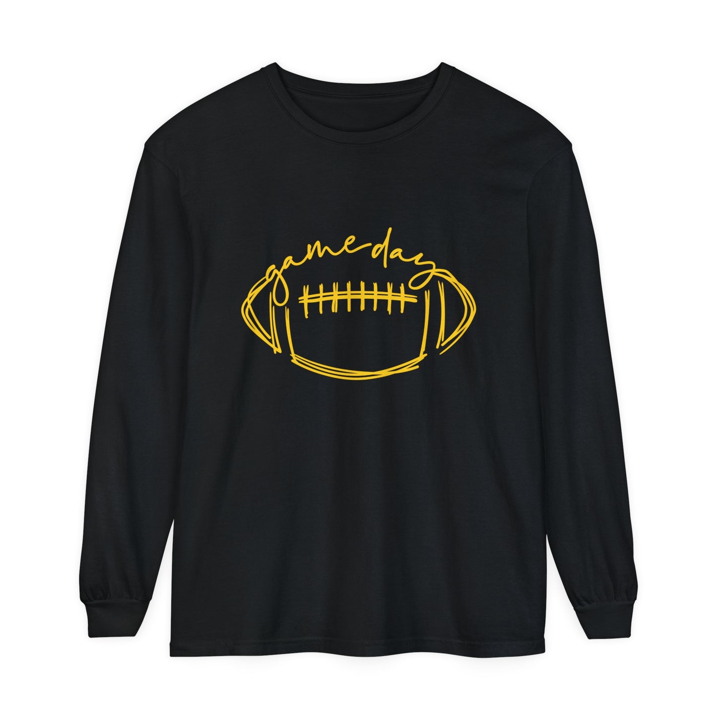 Game Day Football Yellow Unisex Garment-dyed Long Sleeve T-Shirt