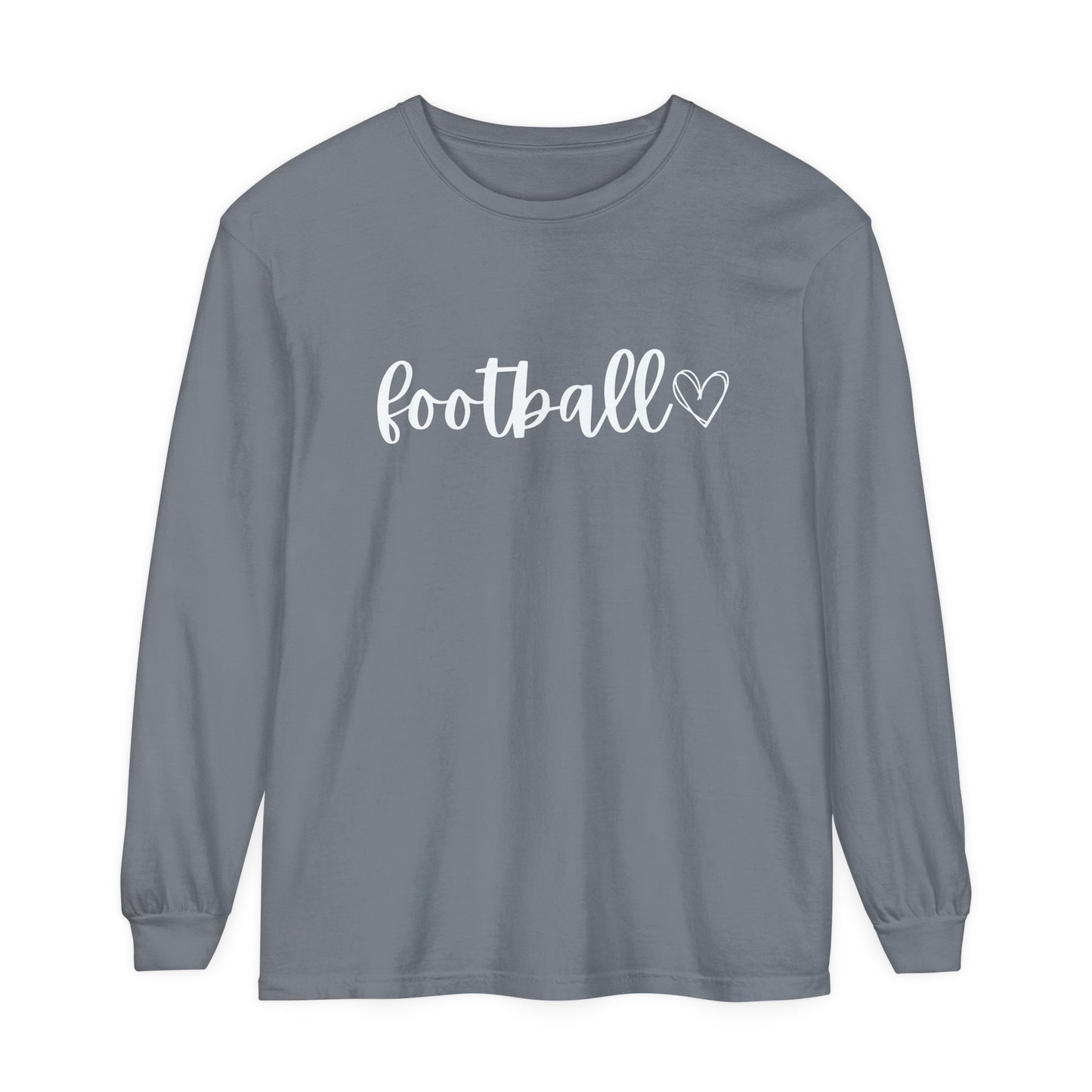 Football heart Unisex Garment-dyed Long Sleeve T-Shirt