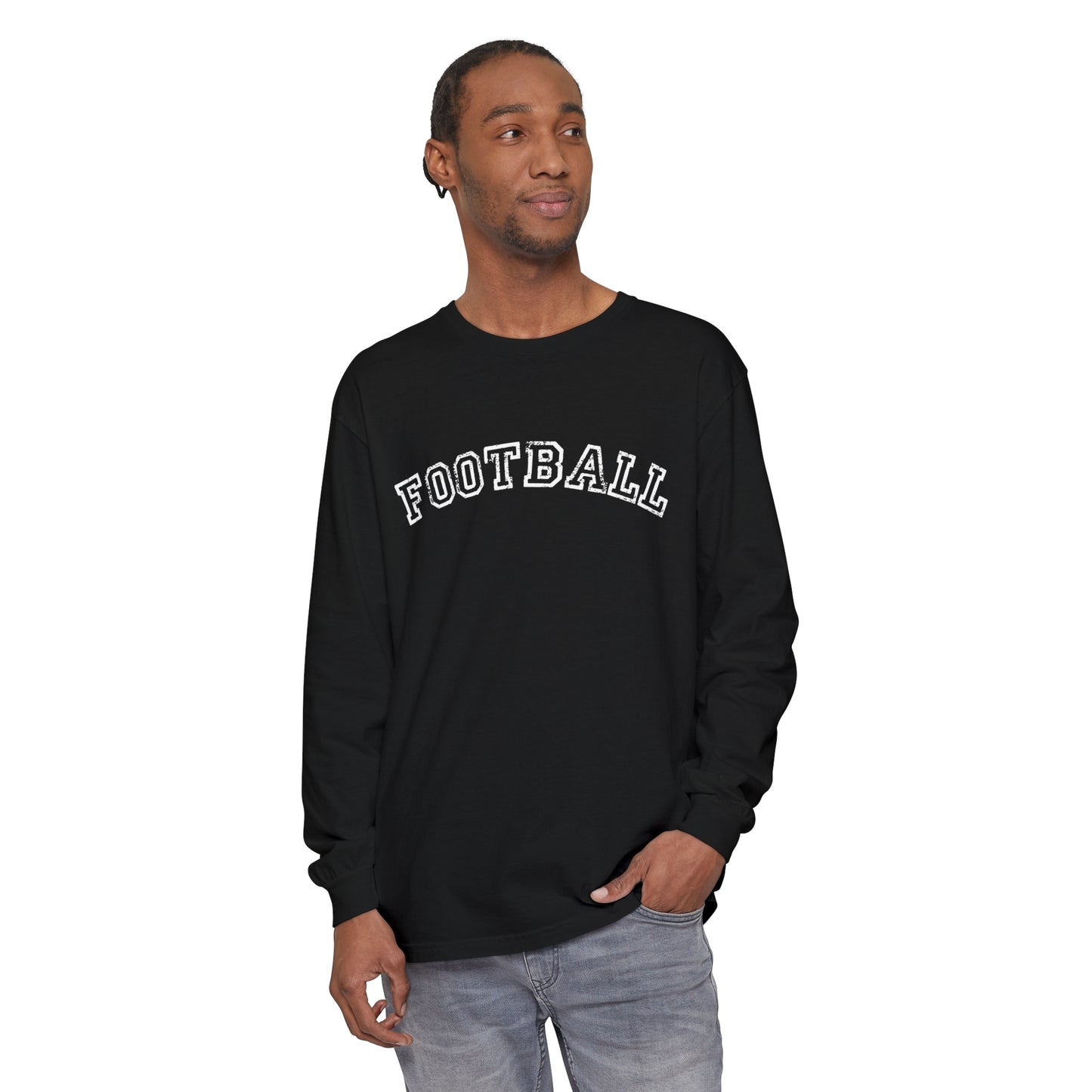 Football Curved Unisex Garment-dyed Long Sleeve T-Shirt