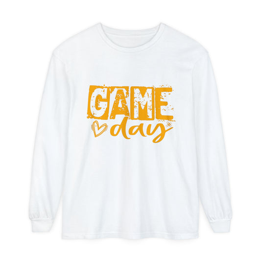 Game Day Grunge Yellow Unisex Garment-dyed Long Sleeve T-Shirt