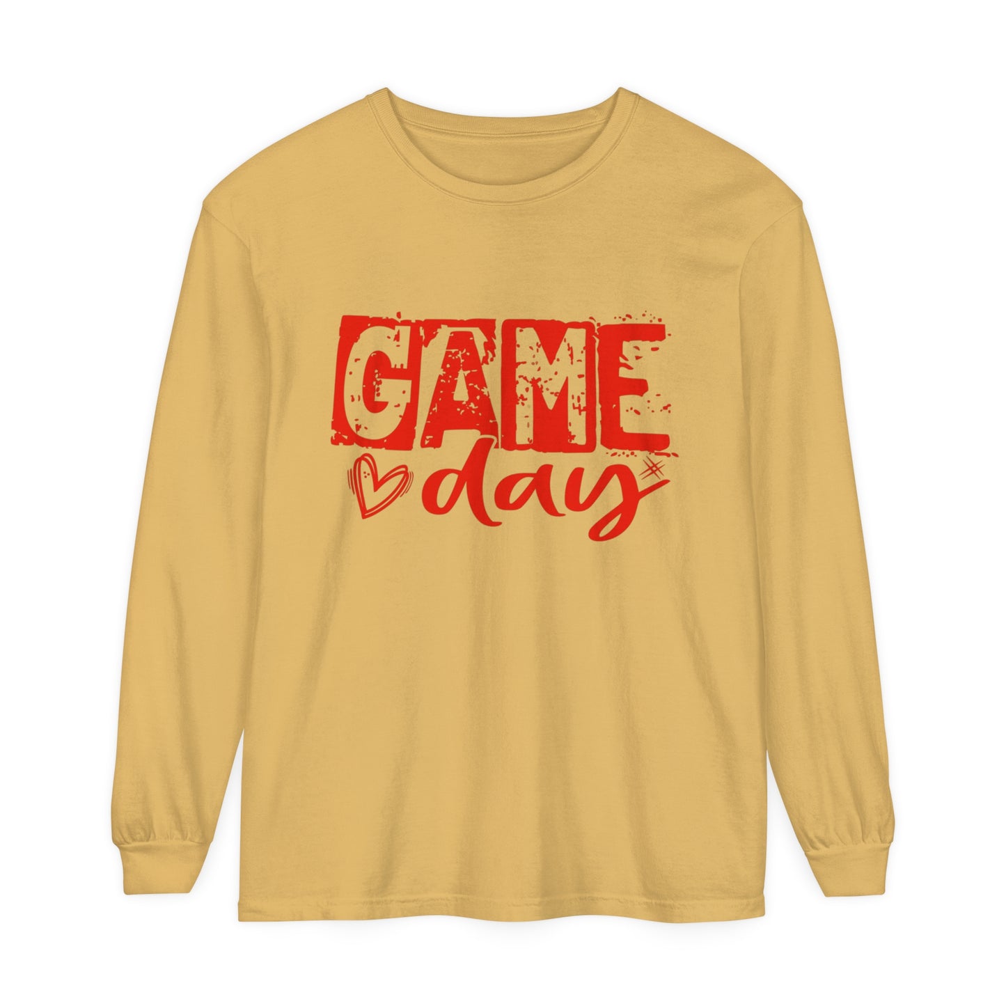 Game Day Grunge Red Unisex Garment-dyed Long Sleeve T-Shirt