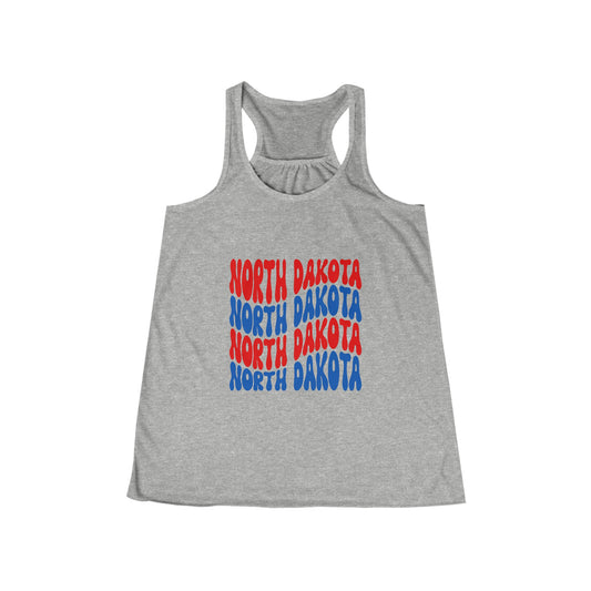 Wavy North Dakota Women's Flowy Racerback Tank