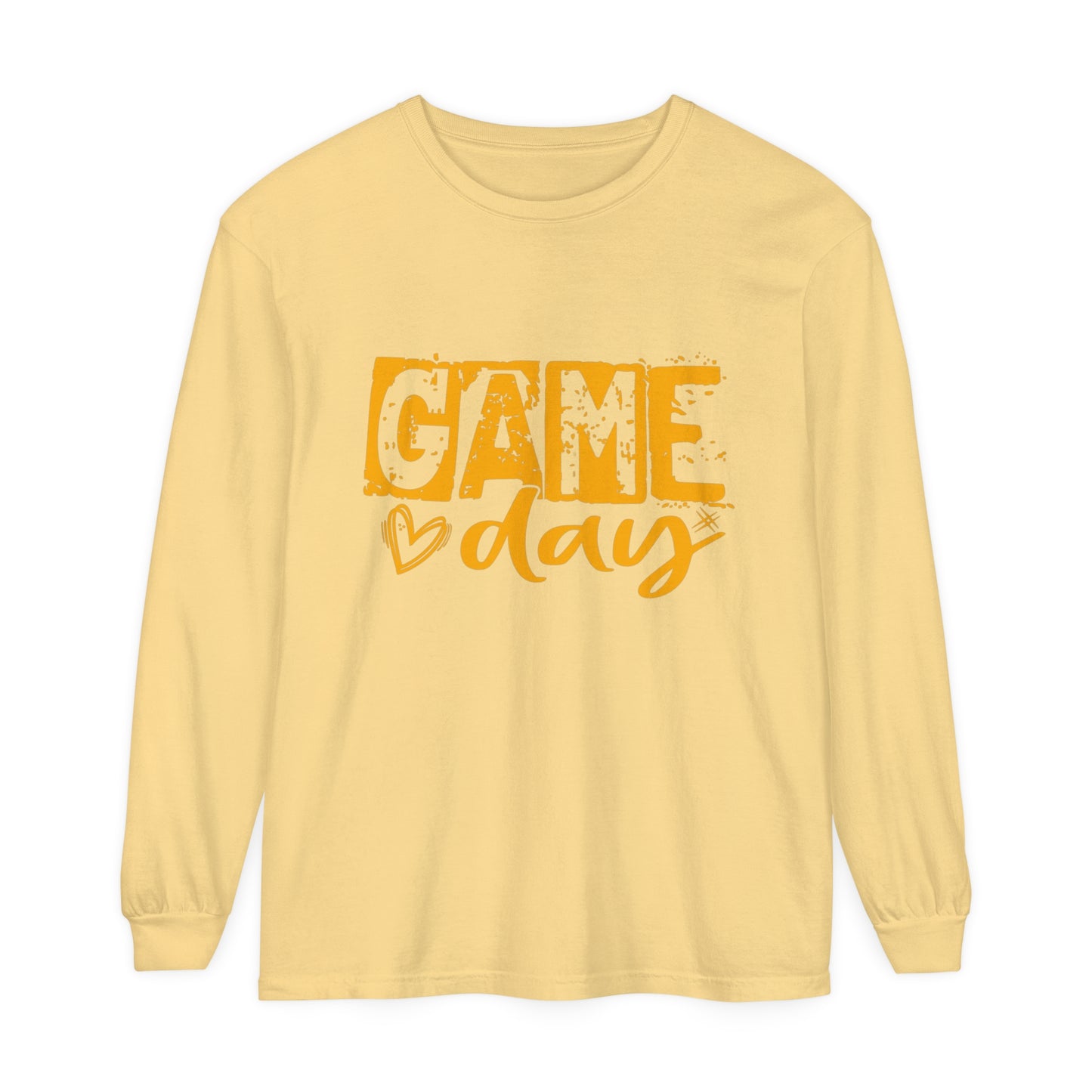 Game Day Grunge Yellow Unisex Garment-dyed Long Sleeve T-Shirt