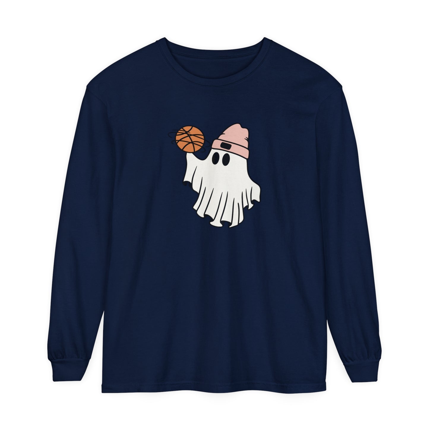 Basketball Ghost Unisex Garment-dyed Long Sleeve T-Shirt