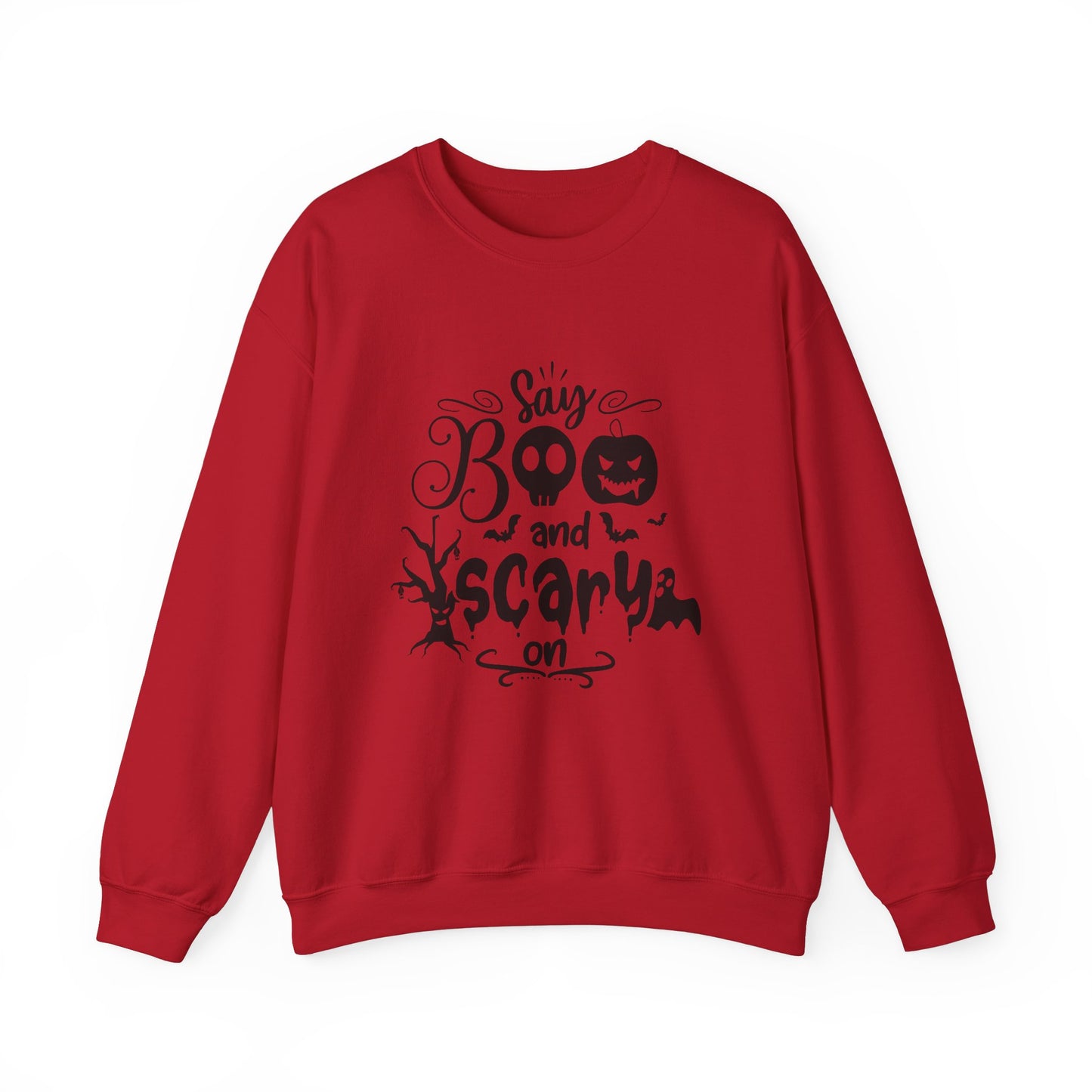 Say Boo and Scare On Unisex Heavy Blend™ Crewneck Sweatshirt