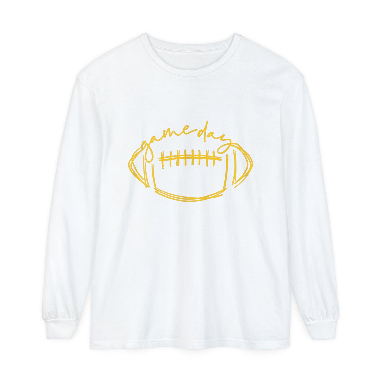 Game Day Football Yellow Unisex Garment-dyed Long Sleeve T-Shirt