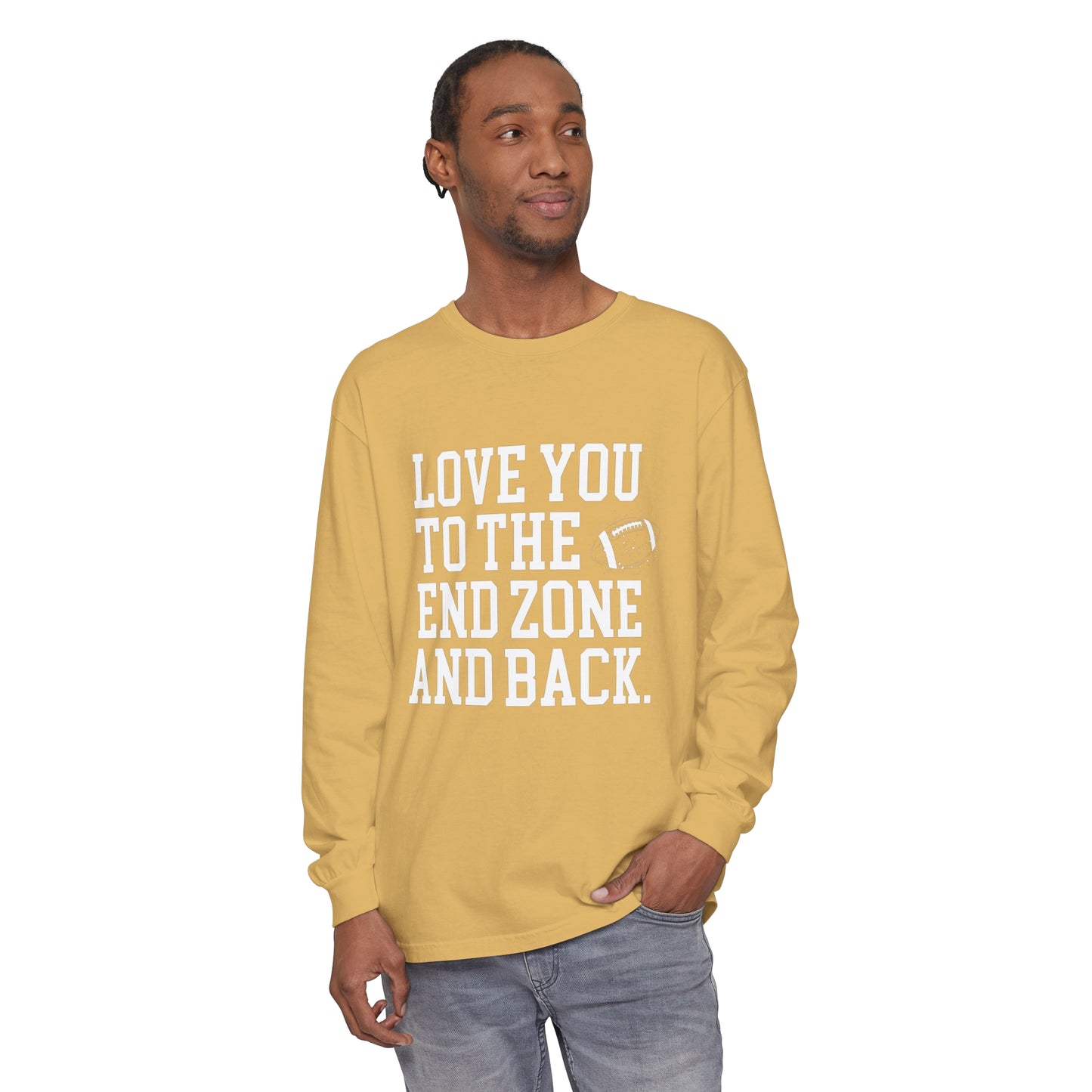 Love you to the End Zone Unisex Garment-dyed Long Sleeve T-Shirt