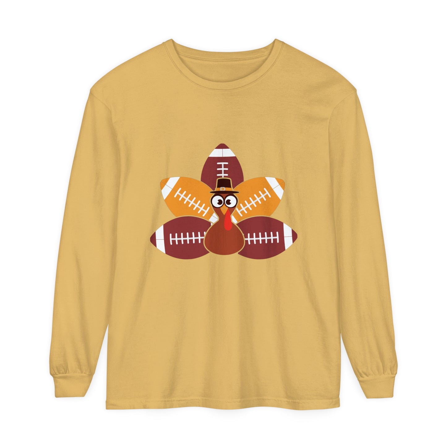 Turkey Football Tail Unisex Garment-dyed Long Sleeve T-Shirt