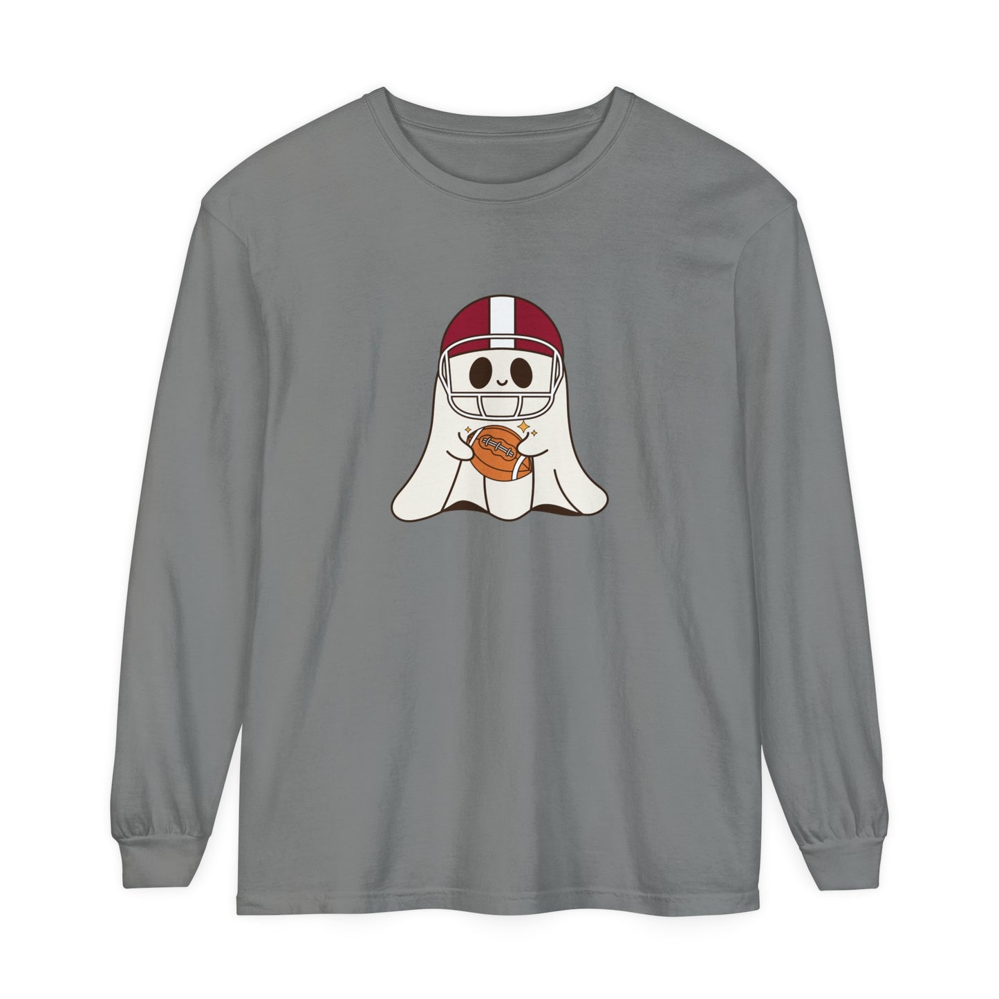 Football Ghost Unisex Garment-dyed Long Sleeve T-Shirt