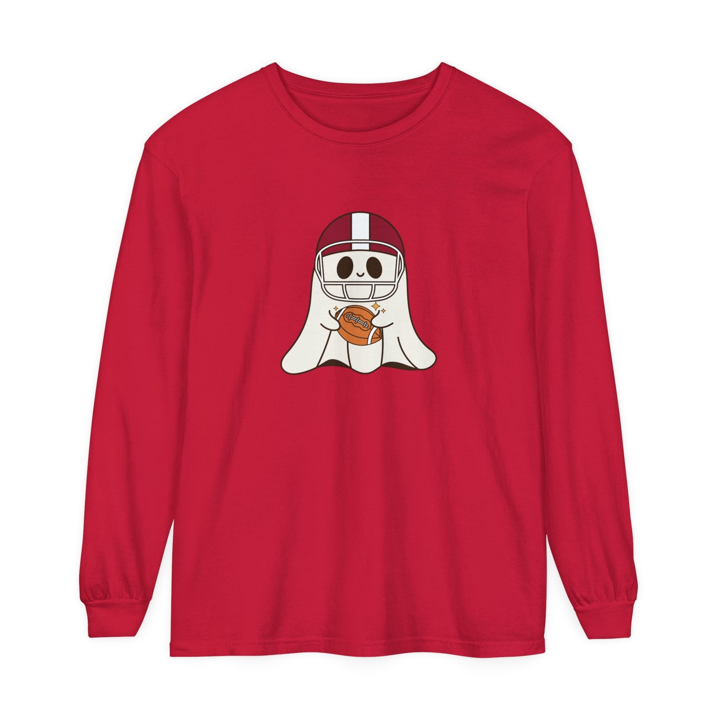 Football Ghost Unisex Garment-dyed Long Sleeve T-Shirt