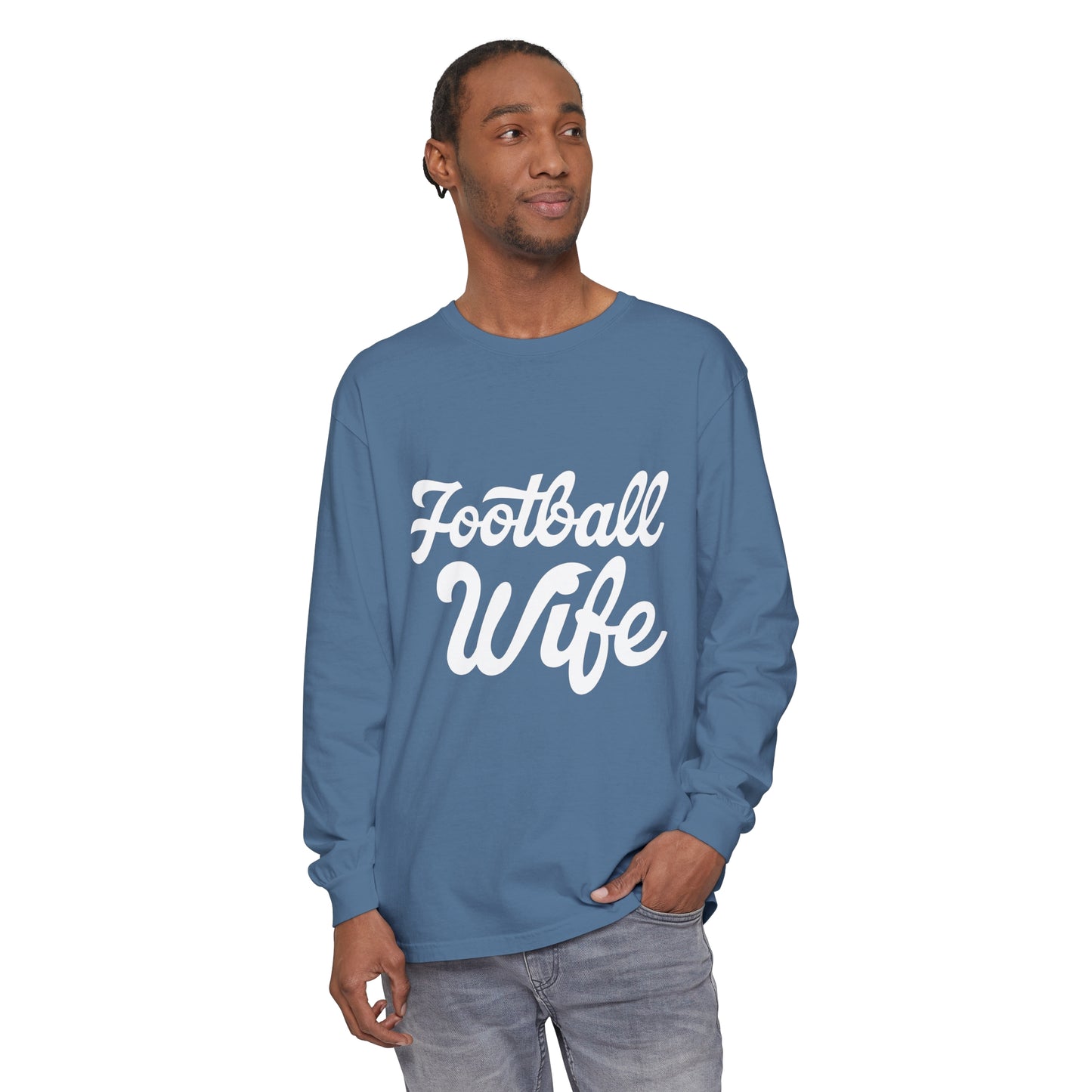 Football Wife White Unisex Garment-dyed Long Sleeve T-Shirt