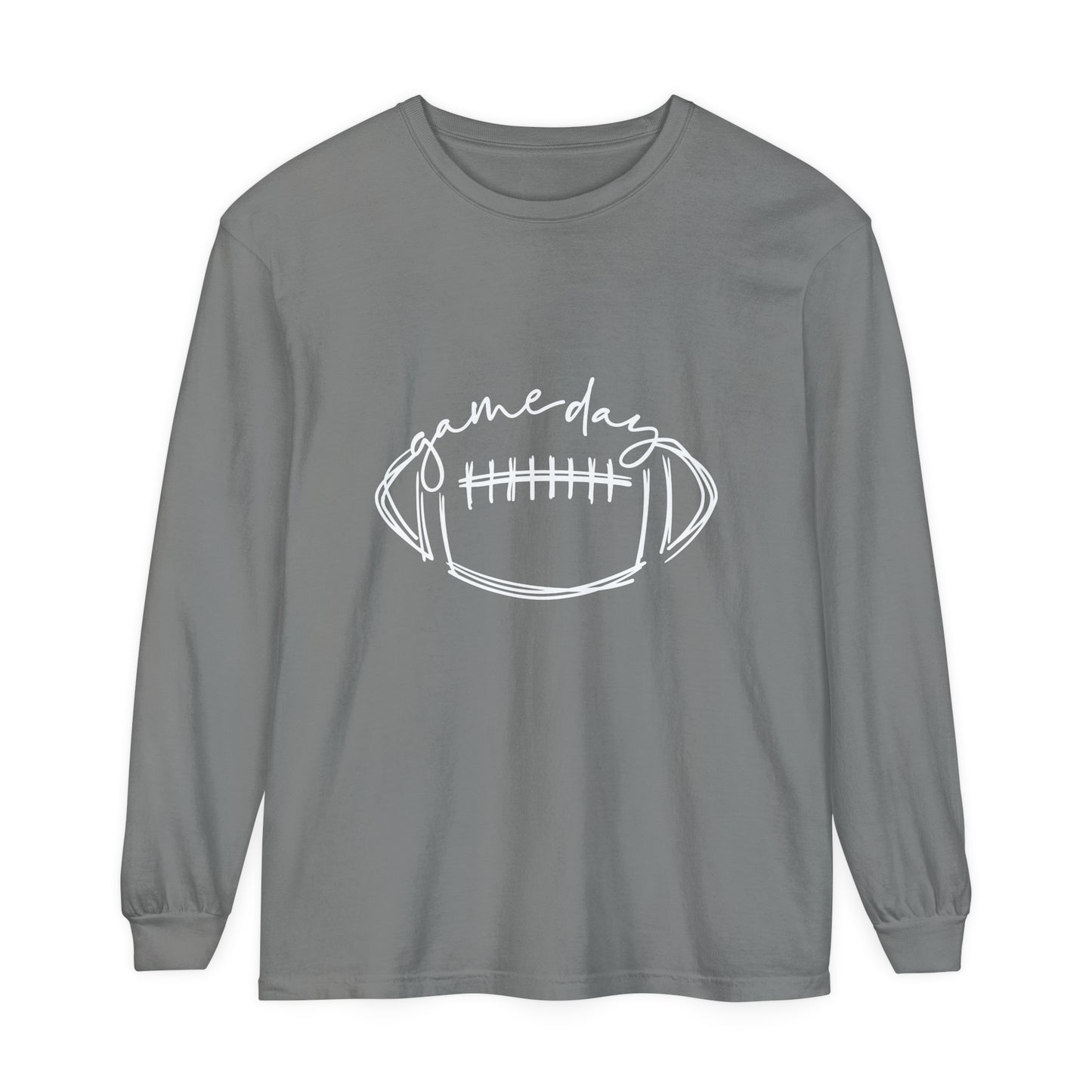 Game Day Football White Unisex Garment-dyed Long Sleeve T-Shirt