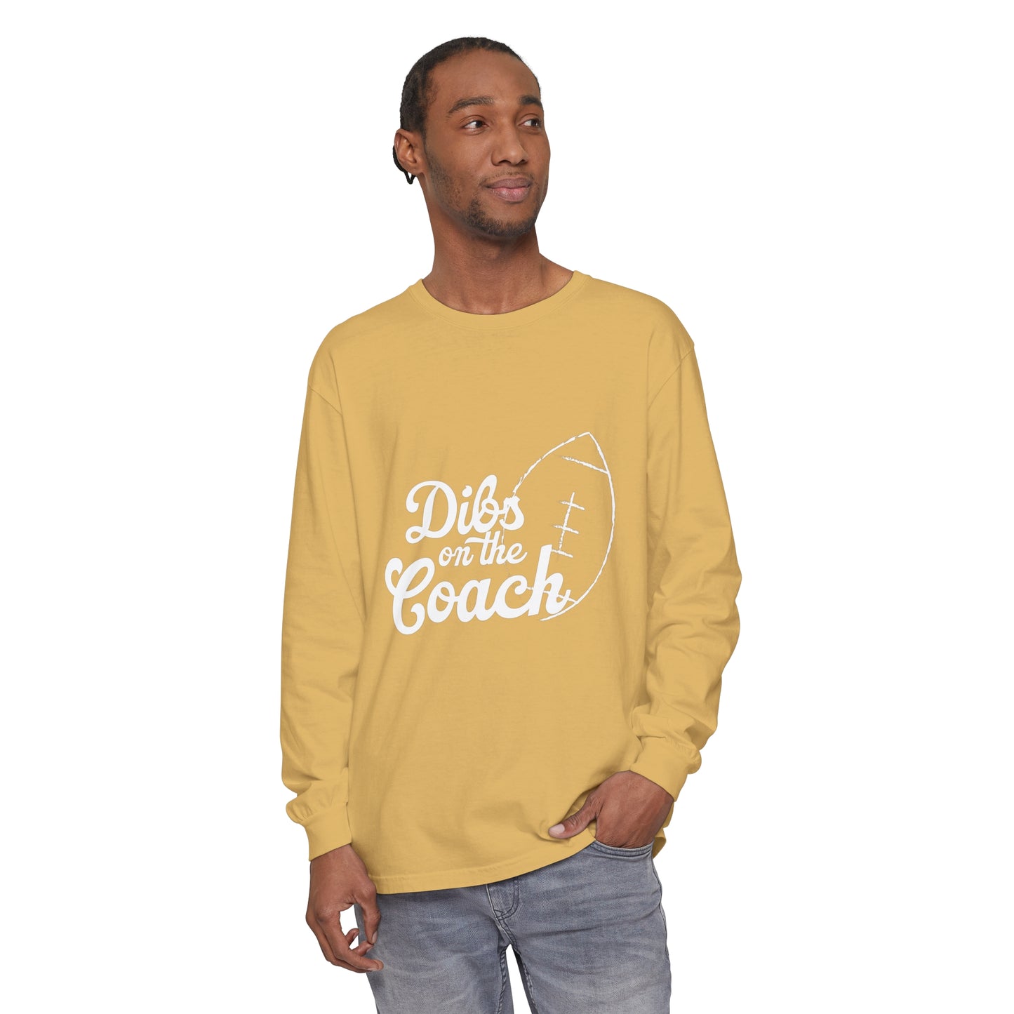 Dibs on the Coach Footbal Unisex Garment-dyed Long Sleeve T-Shirt