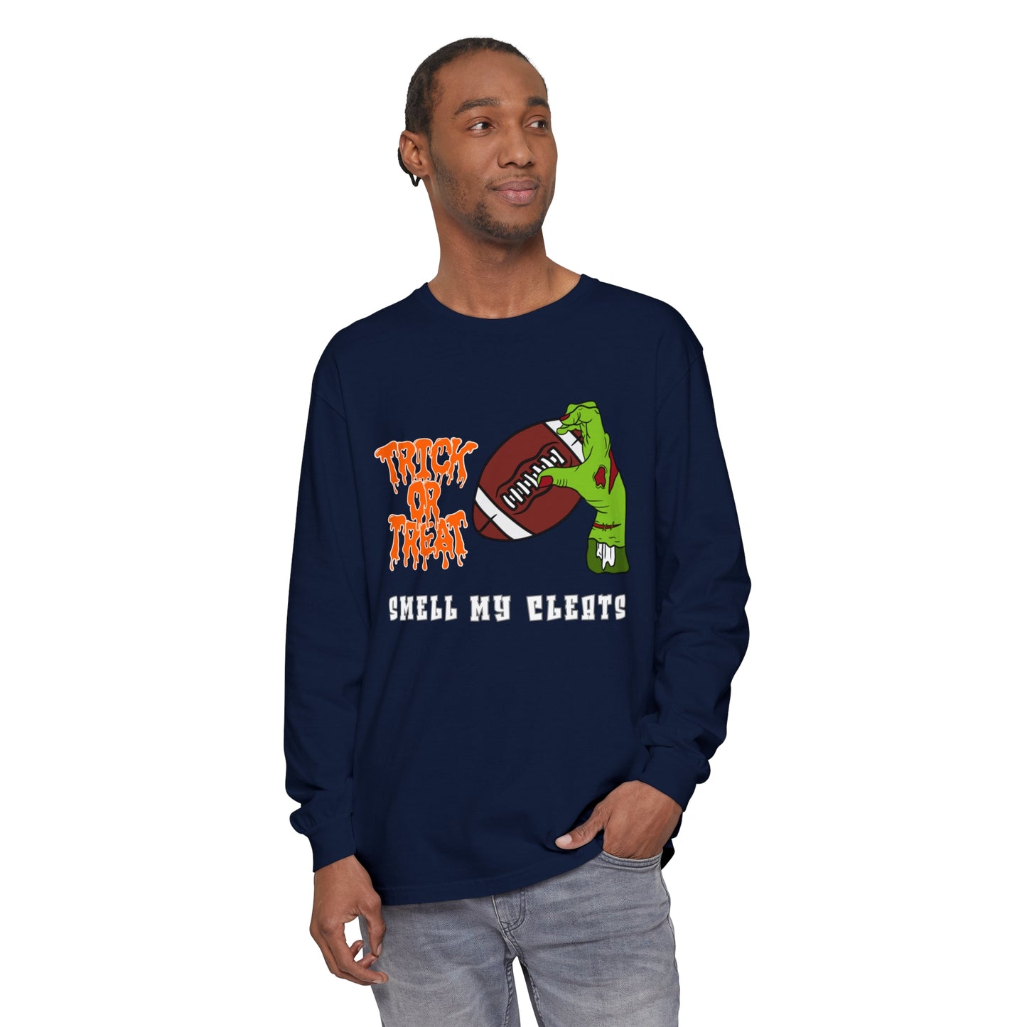 Trick or Treat Smell my Feet Unisex Garment-dyed Long Sleeve T-Shirt