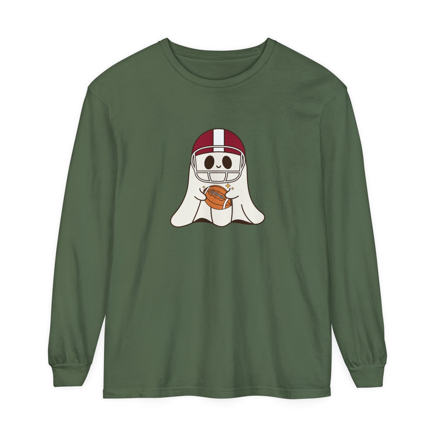 Football Ghost Unisex Garment-dyed Long Sleeve T-Shirt