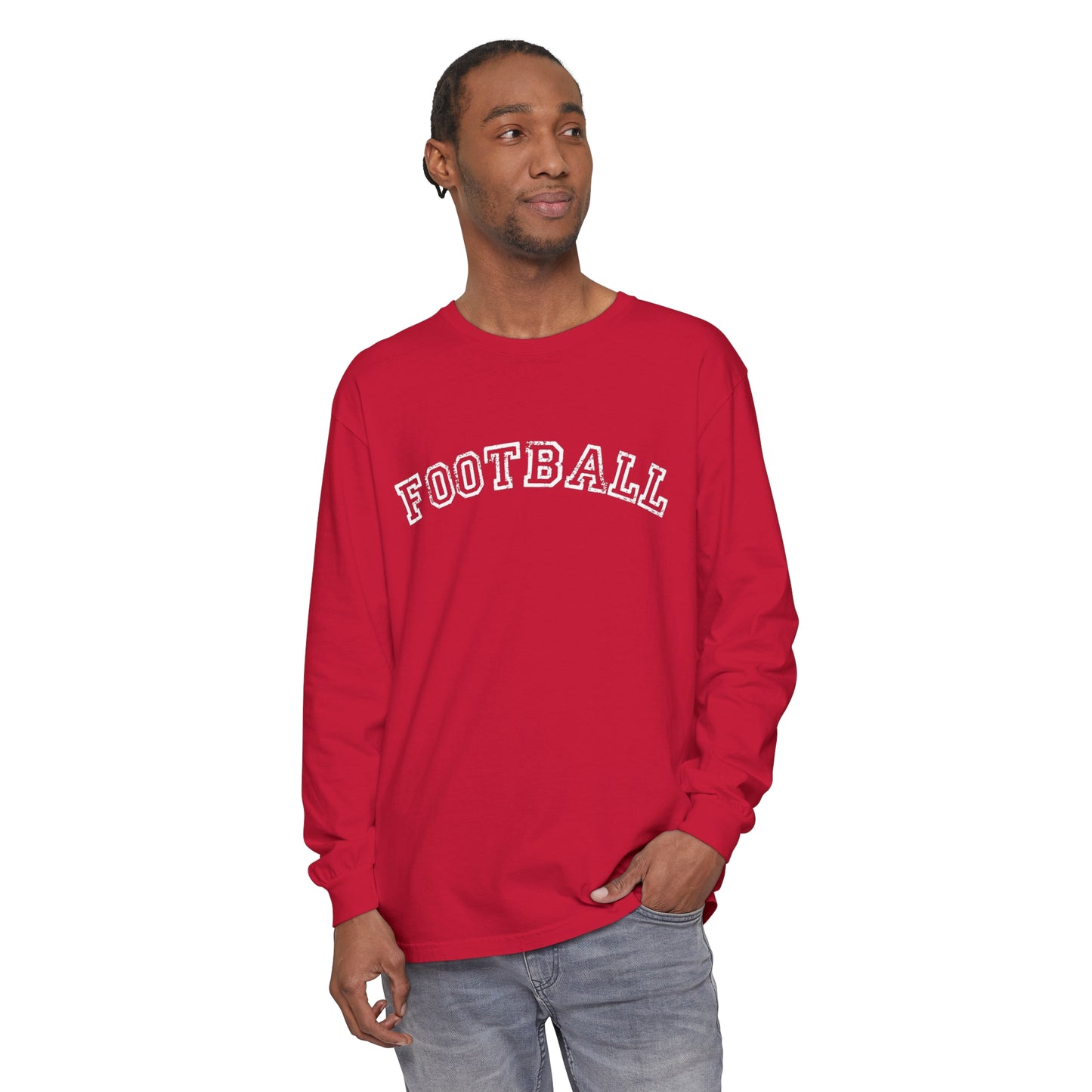 Football Curved Unisex Garment-dyed Long Sleeve T-Shirt