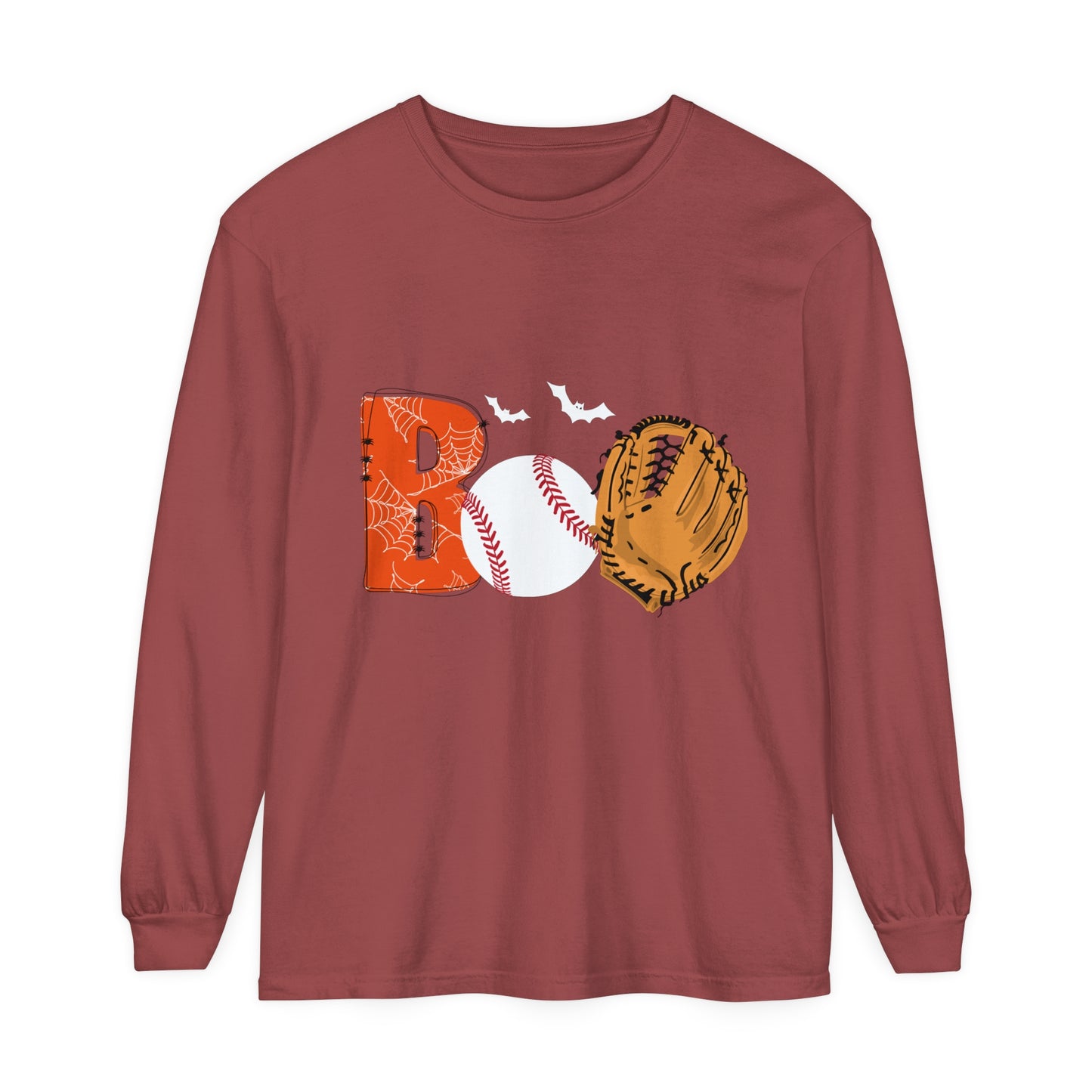 Boo Baseball Unisex Garment-dyed Long Sleeve T-Shirt