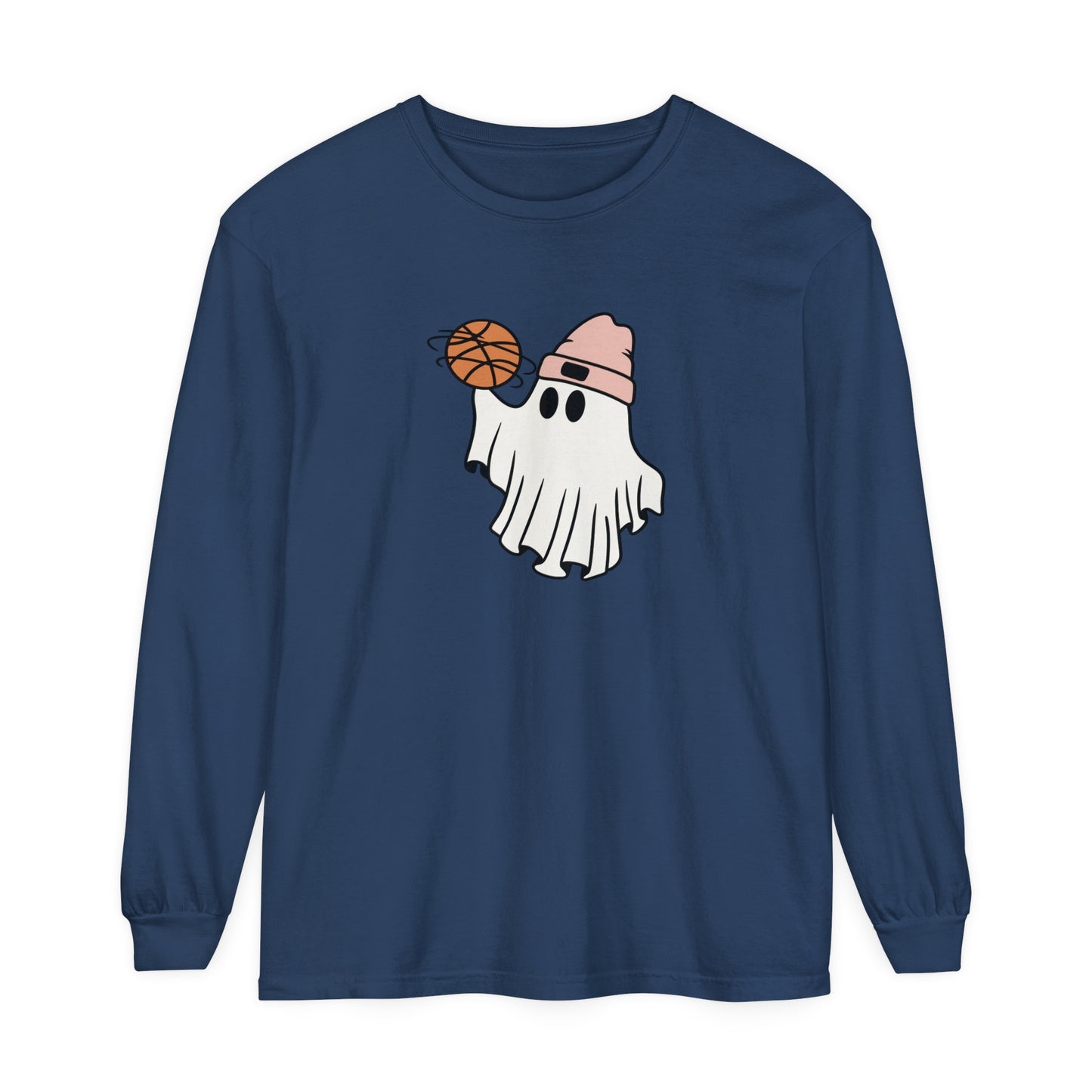 Basketball Ghost Unisex Garment-dyed Long Sleeve T-Shirt