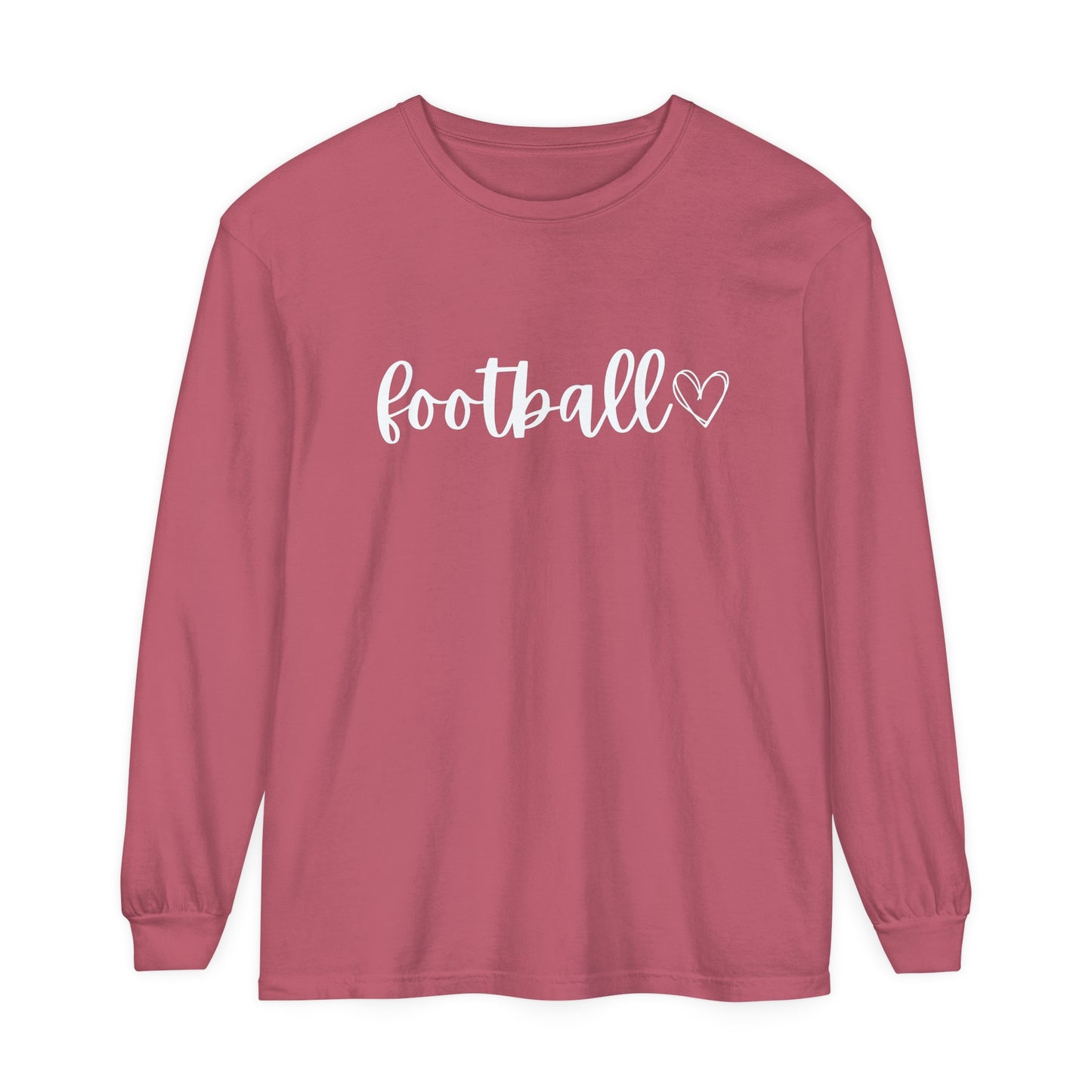 Football heart Unisex Garment-dyed Long Sleeve T-Shirt