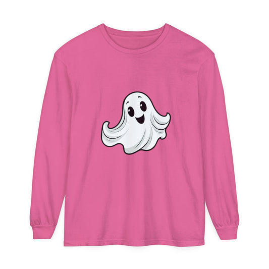 Cute Ghost Unisex Garment-dyed Long Sleeve T-Shirt