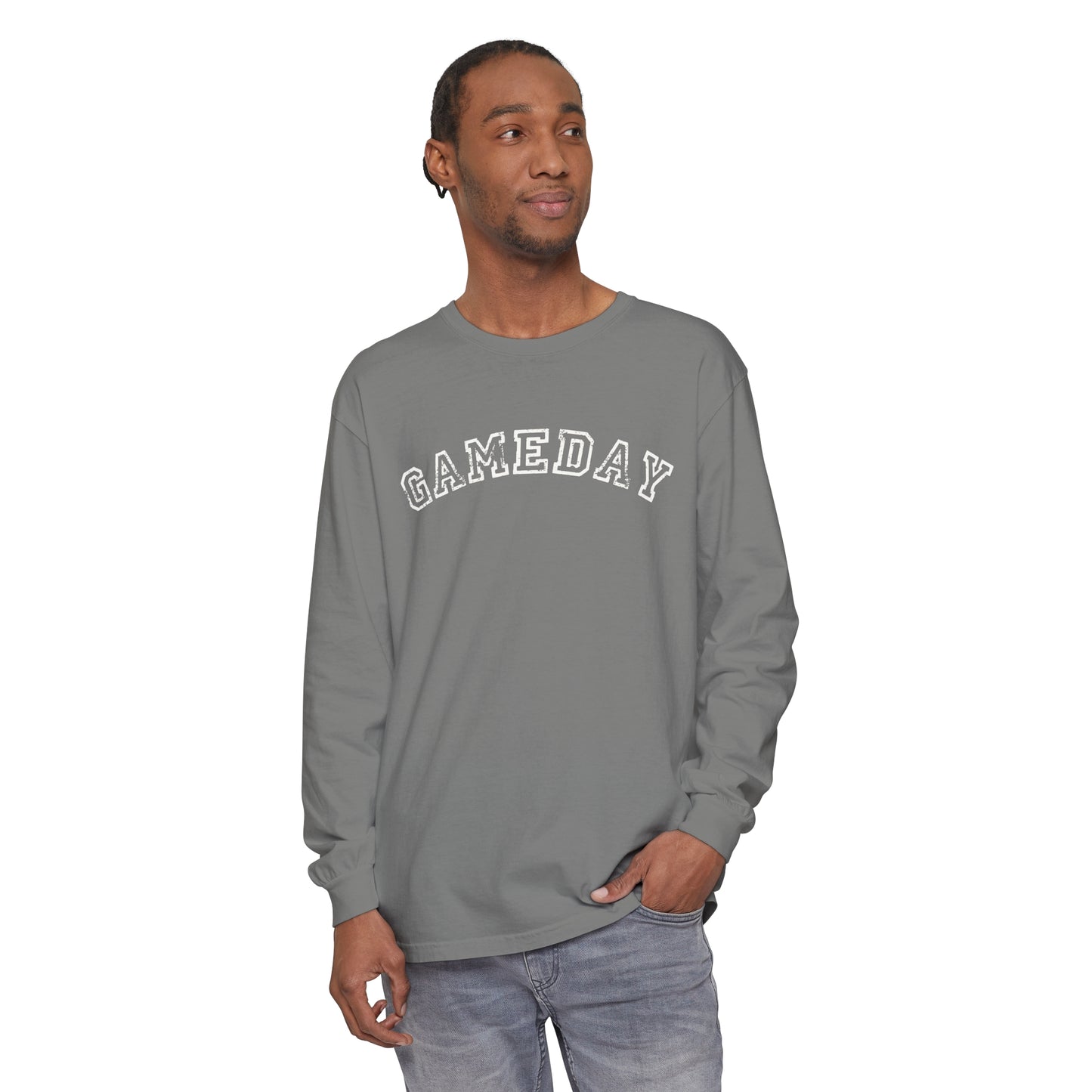 Game Day Curved Block Unisex Garment-dyed Long Sleeve T-Shirt