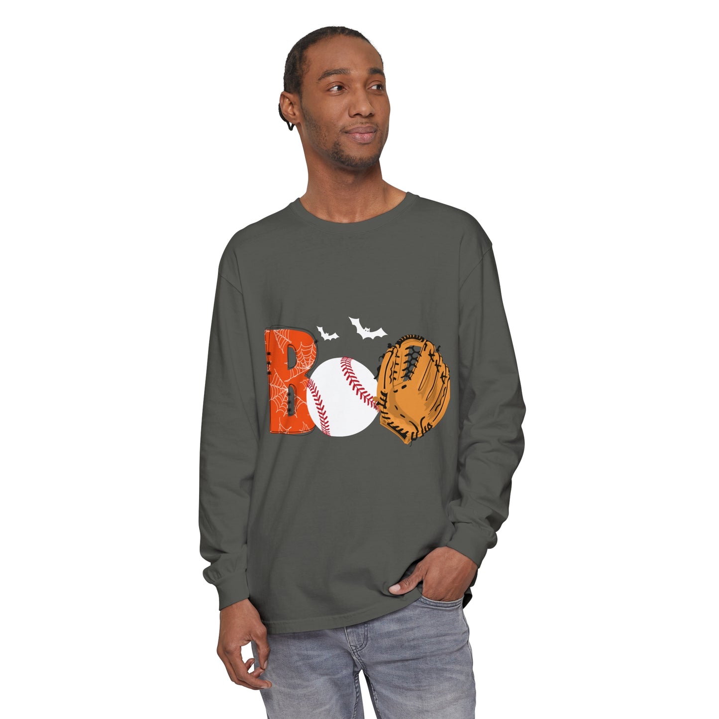 Boo Baseball Unisex Garment-dyed Long Sleeve T-Shirt