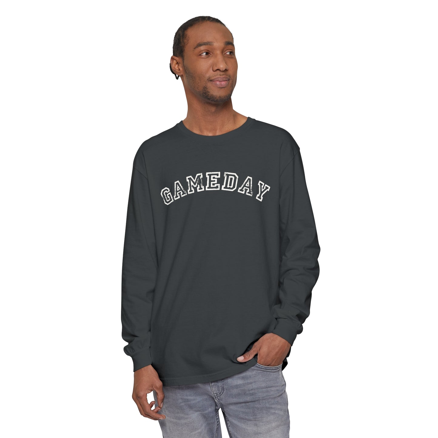 Game Day Curved Block Unisex Garment-dyed Long Sleeve T-Shirt