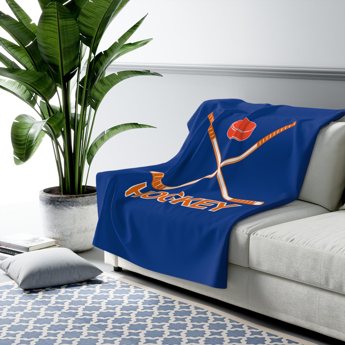 BLUE AND ORANGE Sherpa Fleece Blanket