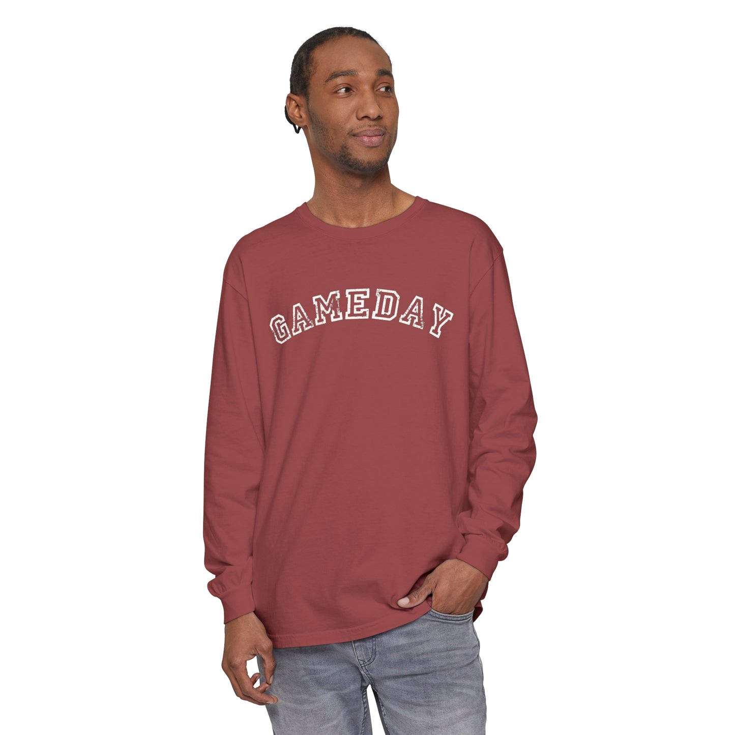 Game Day Curved Block Unisex Garment-dyed Long Sleeve T-Shirt