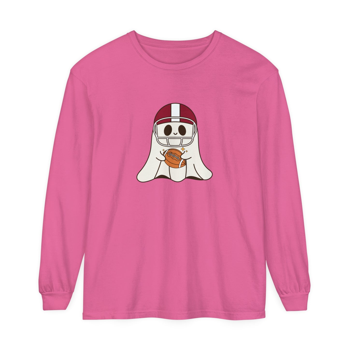 Football Ghost Unisex Garment-dyed Long Sleeve T-Shirt