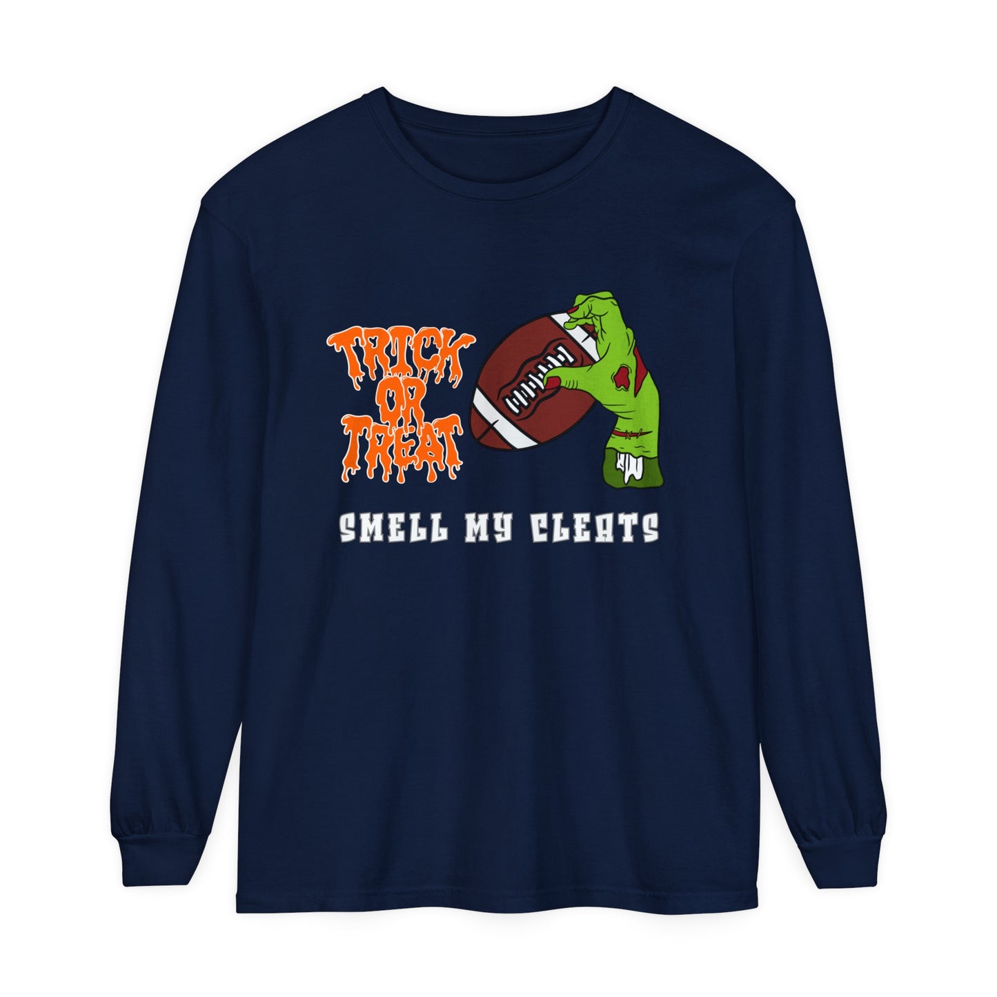Trick or Treat Smell my Feet Unisex Garment-dyed Long Sleeve T-Shirt