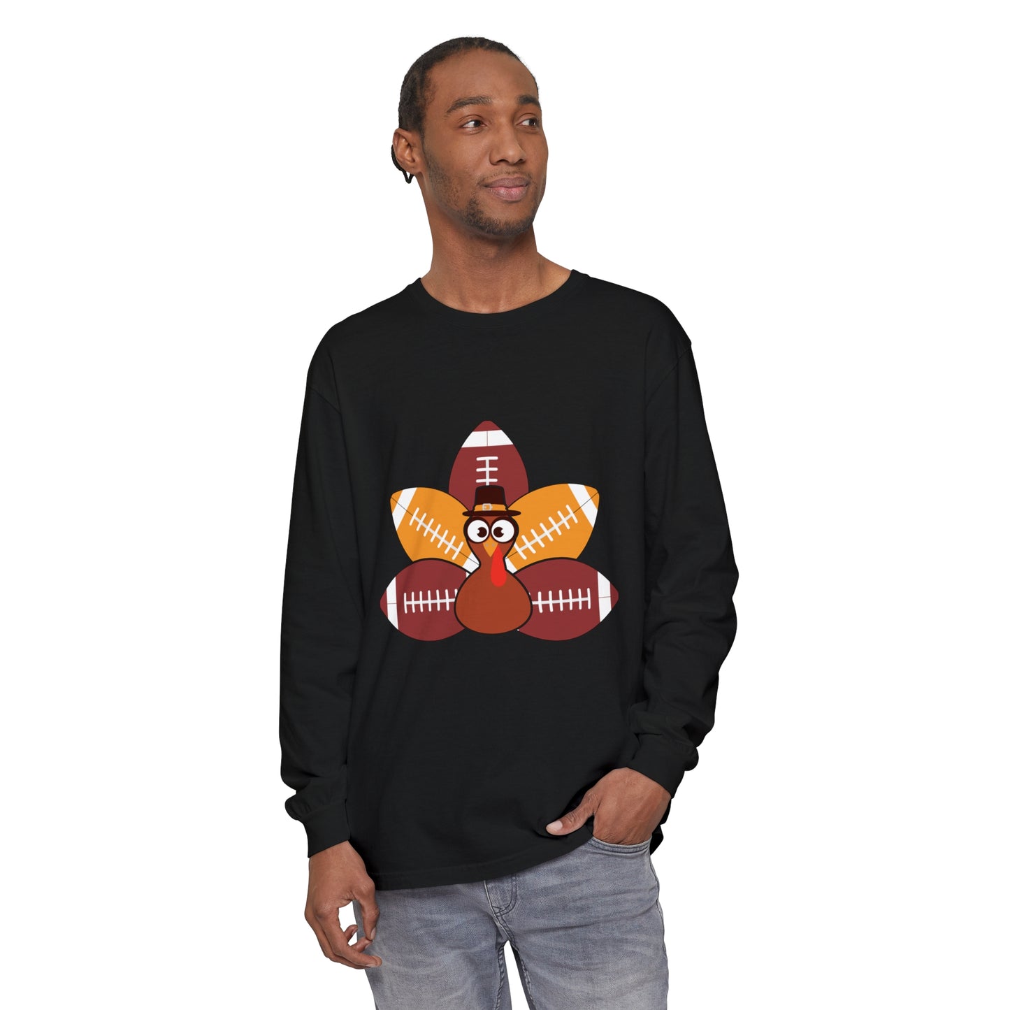 Turkey Football Tail Unisex Garment-dyed Long Sleeve T-Shirt