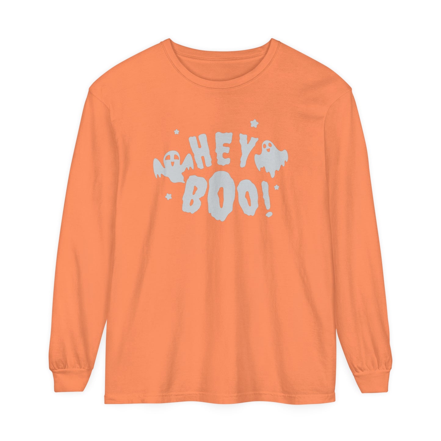 Hey Boo Unisex Garment-dyed Long Sleeve T-Shirt