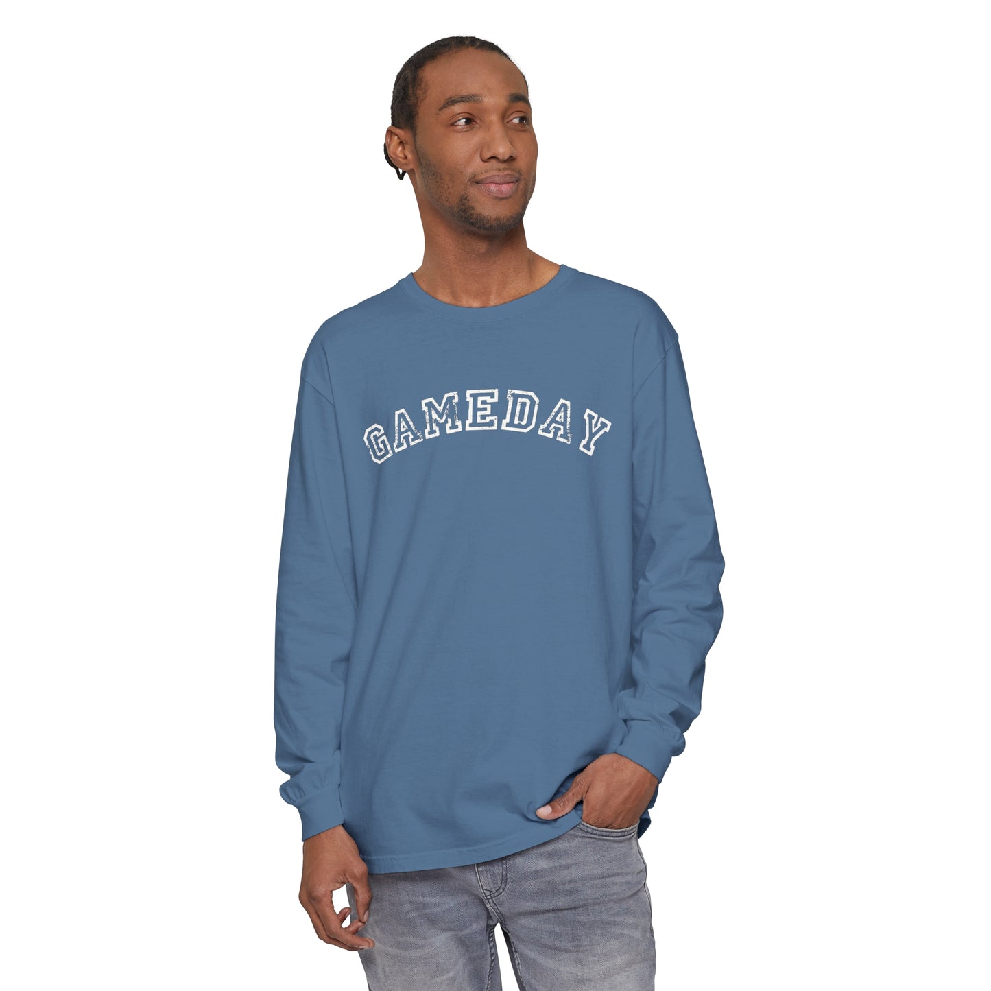 Game Day Curved Block Unisex Garment-dyed Long Sleeve T-Shirt