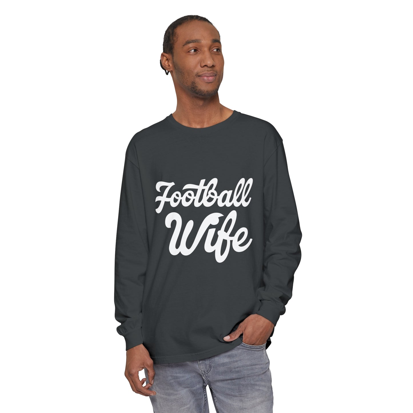 Football Wife White Unisex Garment-dyed Long Sleeve T-Shirt