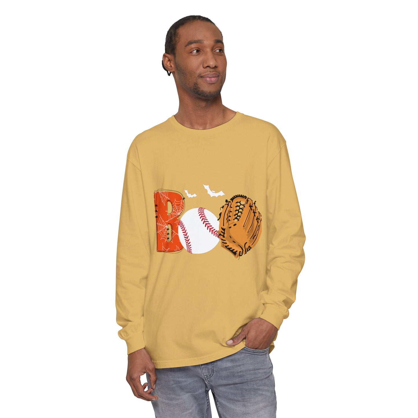 Boo Baseball Unisex Garment-dyed Long Sleeve T-Shirt