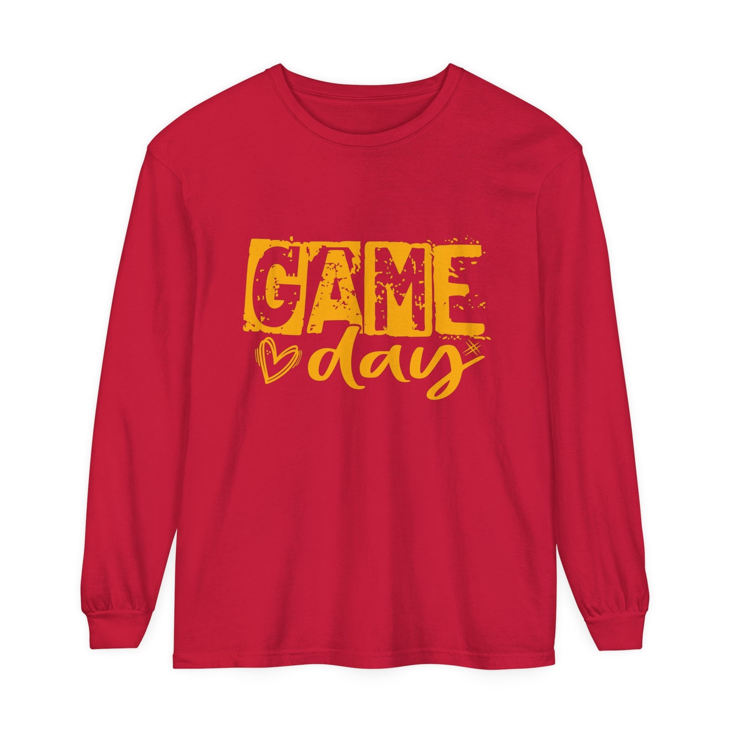 Game Day Grunge Yellow Unisex Garment-dyed Long Sleeve T-Shirt