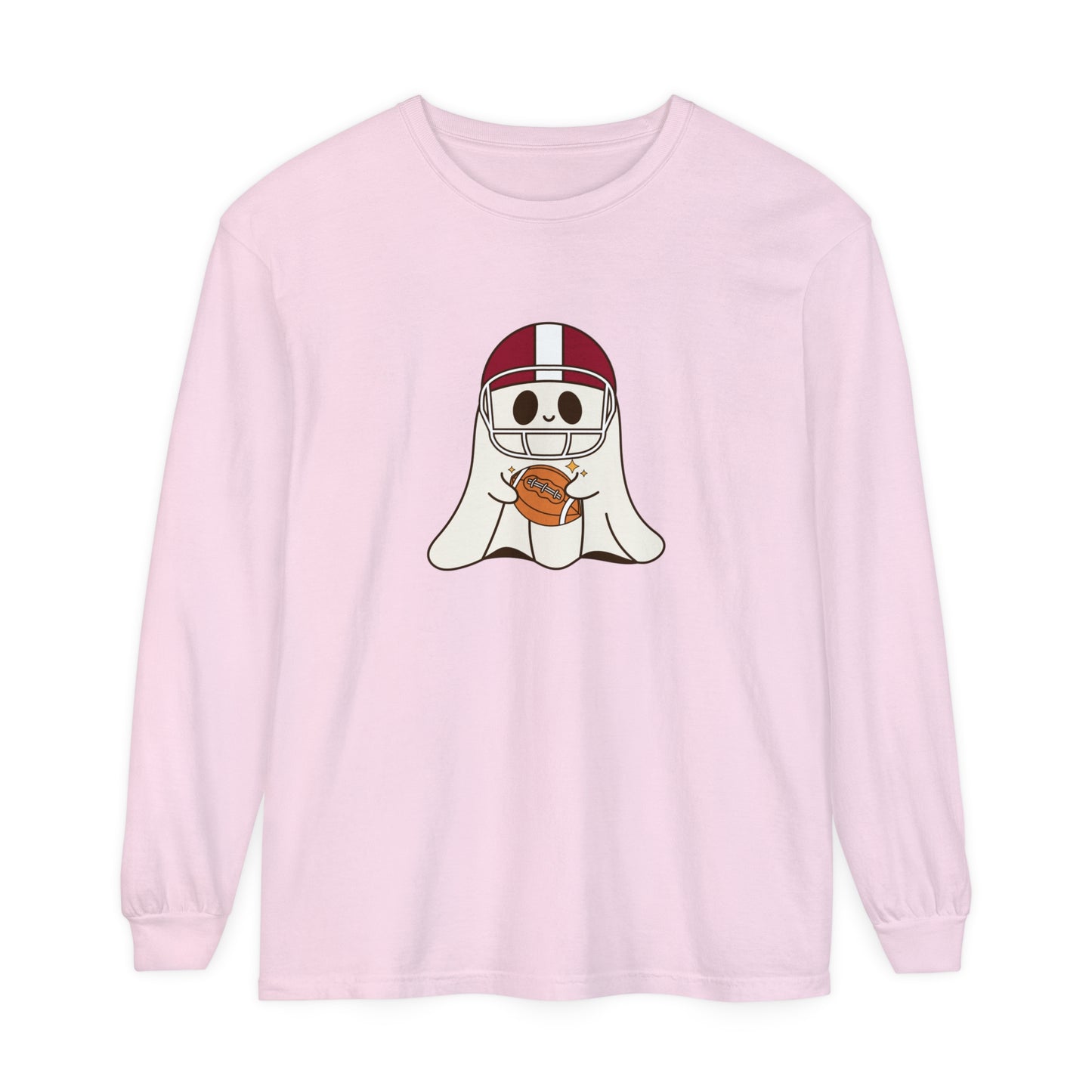 Football Ghost Unisex Garment-dyed Long Sleeve T-Shirt