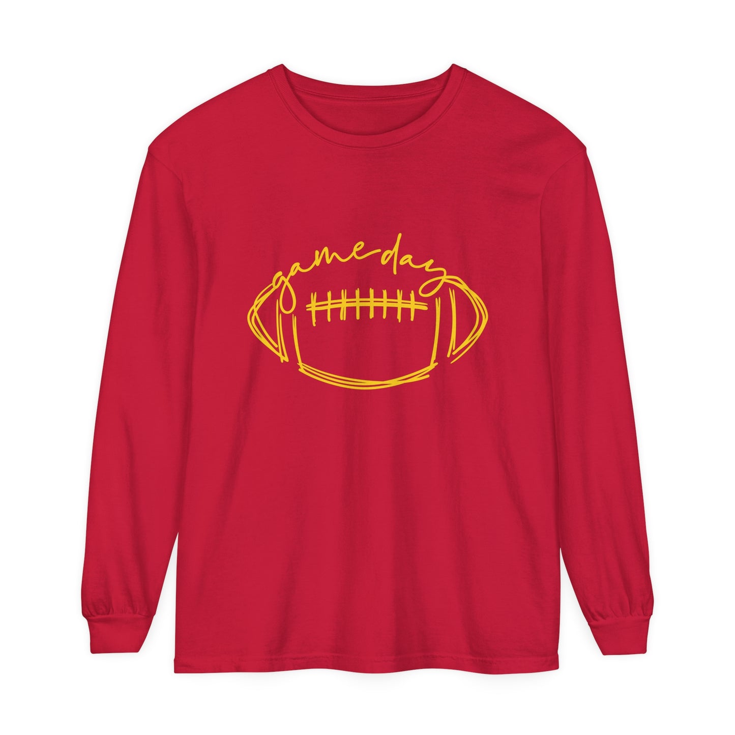 Game Day Football Yellow Unisex Garment-dyed Long Sleeve T-Shirt