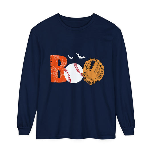 Boo Baseball Unisex Garment-dyed Long Sleeve T-Shirt