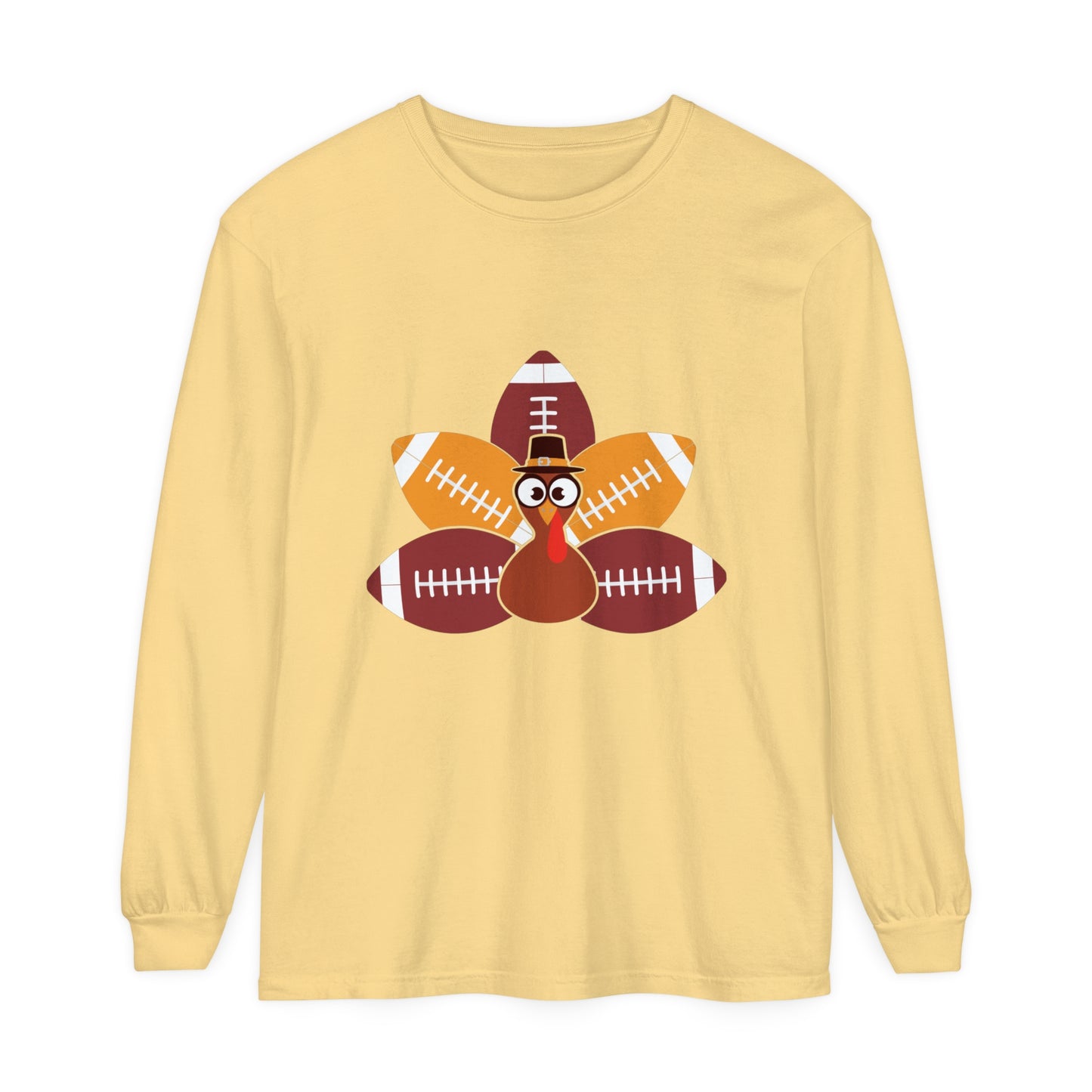 Turkey Football Tail Unisex Garment-dyed Long Sleeve T-Shirt